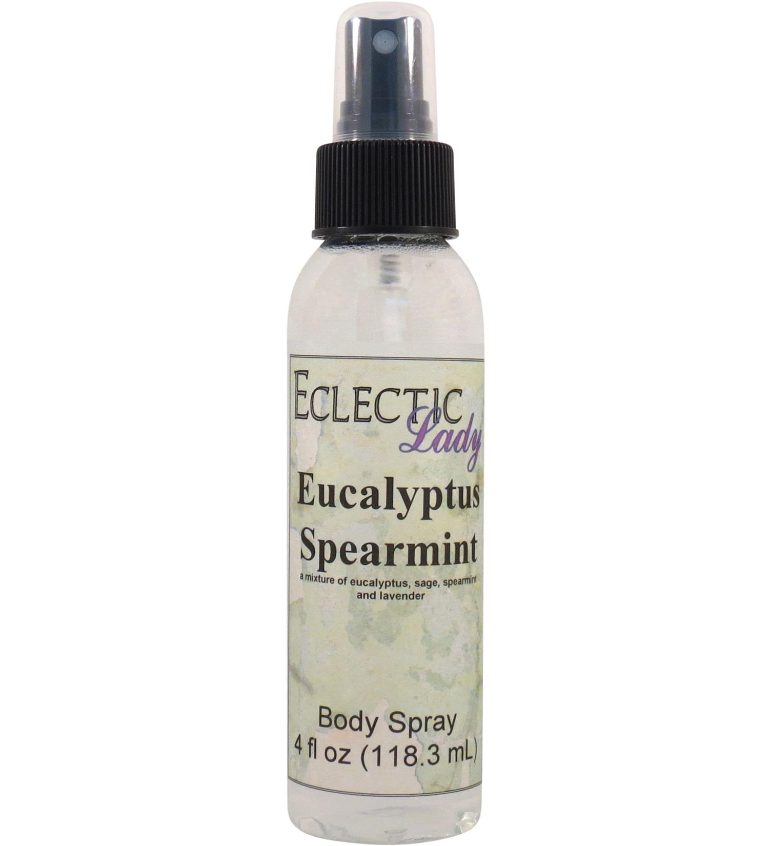 Eclectic Lady Eucalyptus Spearmint Moisturizing Body Spray Original Strength Spear Mint Fragrances Handcrafted in USA Paraben-Free Phthalate-Free Fragrance (4 oz) Regular Strength 4 Fluid Ounces - Buy Online on GoSupps.com