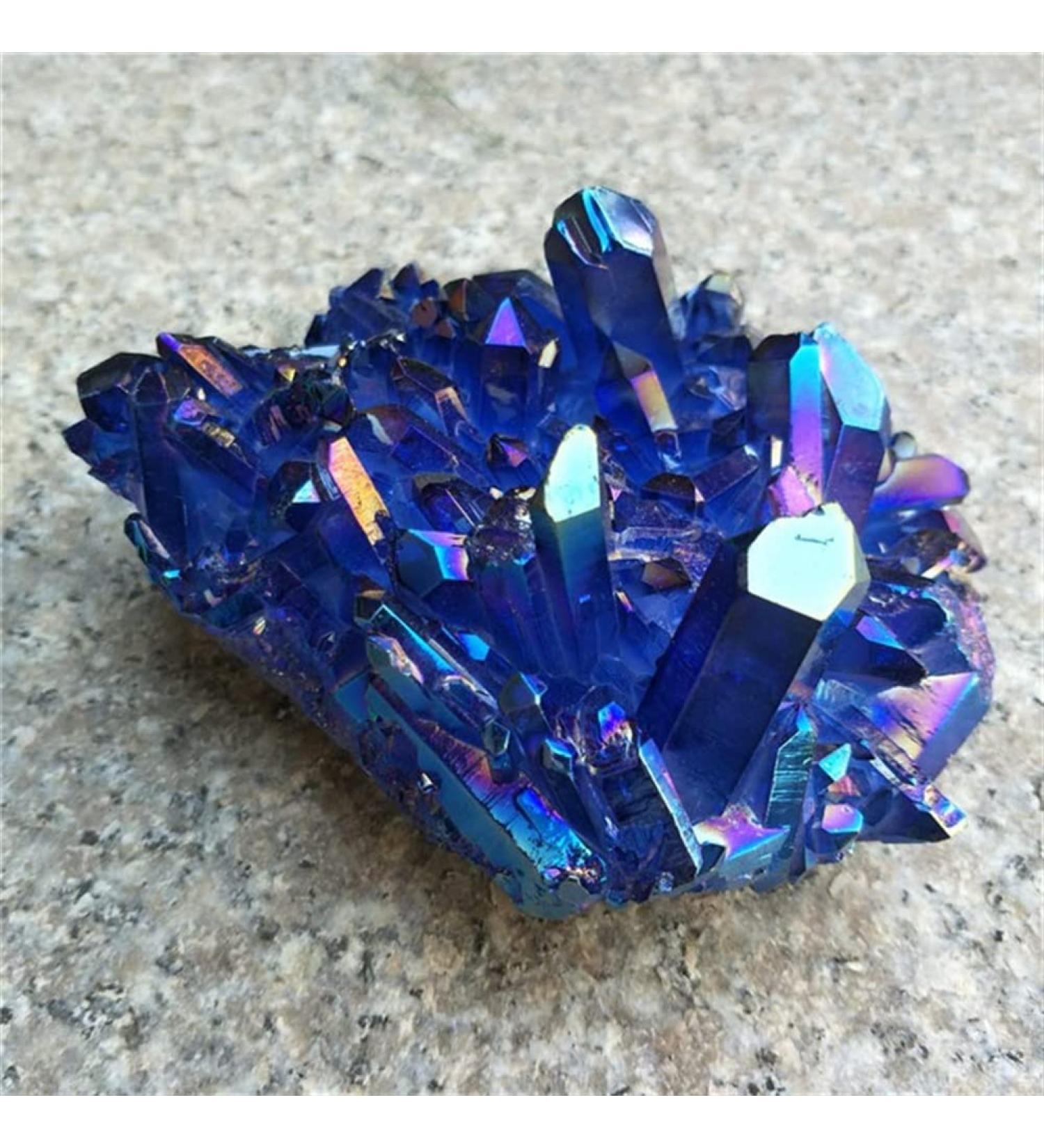 Beautiful Natural Blue Crystal Aura Quartz Stone Cluster Specimen 150g-550g Crystal Cluster 150g-200g - Buy Online on GoSupps.com