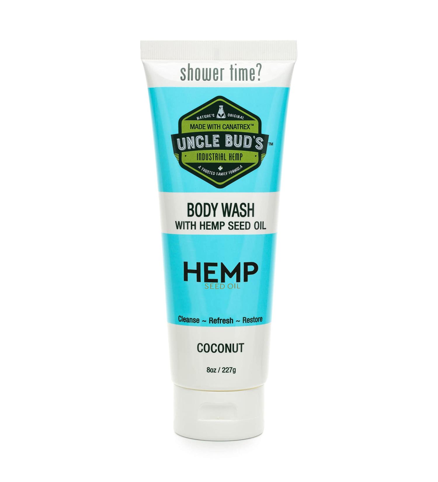 Hemp Oil Uncle Bud's Hemp Oil Body Wash With Hemp Seed Oil and Aloe Vera Formulated For Hydrating Restoring Skin One 8oz Bottle