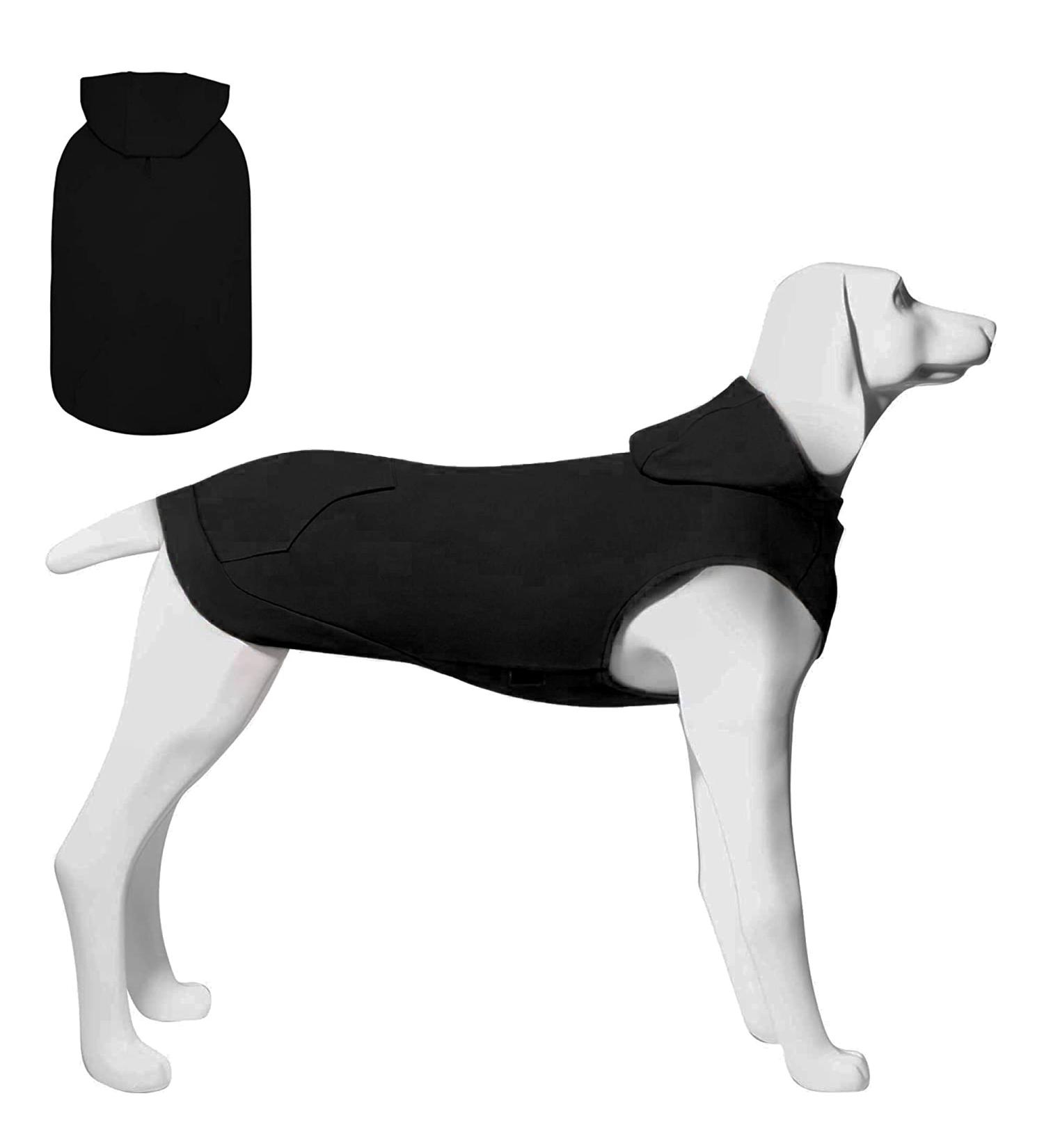 Kickred Dog Hoodies Dog Coat with Hat & Pocket & Leash Hole Soft and Breathable Dog Sweater for Large Dogs Winter Dog Clothes Without Sleeves (XL Black) XL Black - Buy Online on GoSupps.com