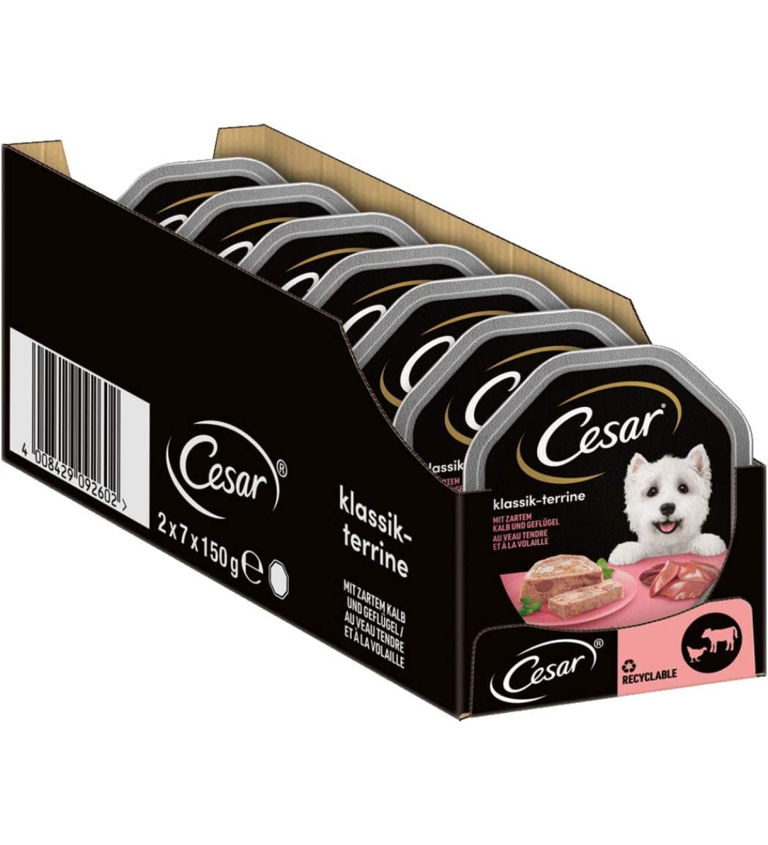 Cesar Dog Food Wet Classic - Delicate Calf & Poultry 14 Bowls (150g Each) - Premium International Shipping - Buy Online on GoSupps.com