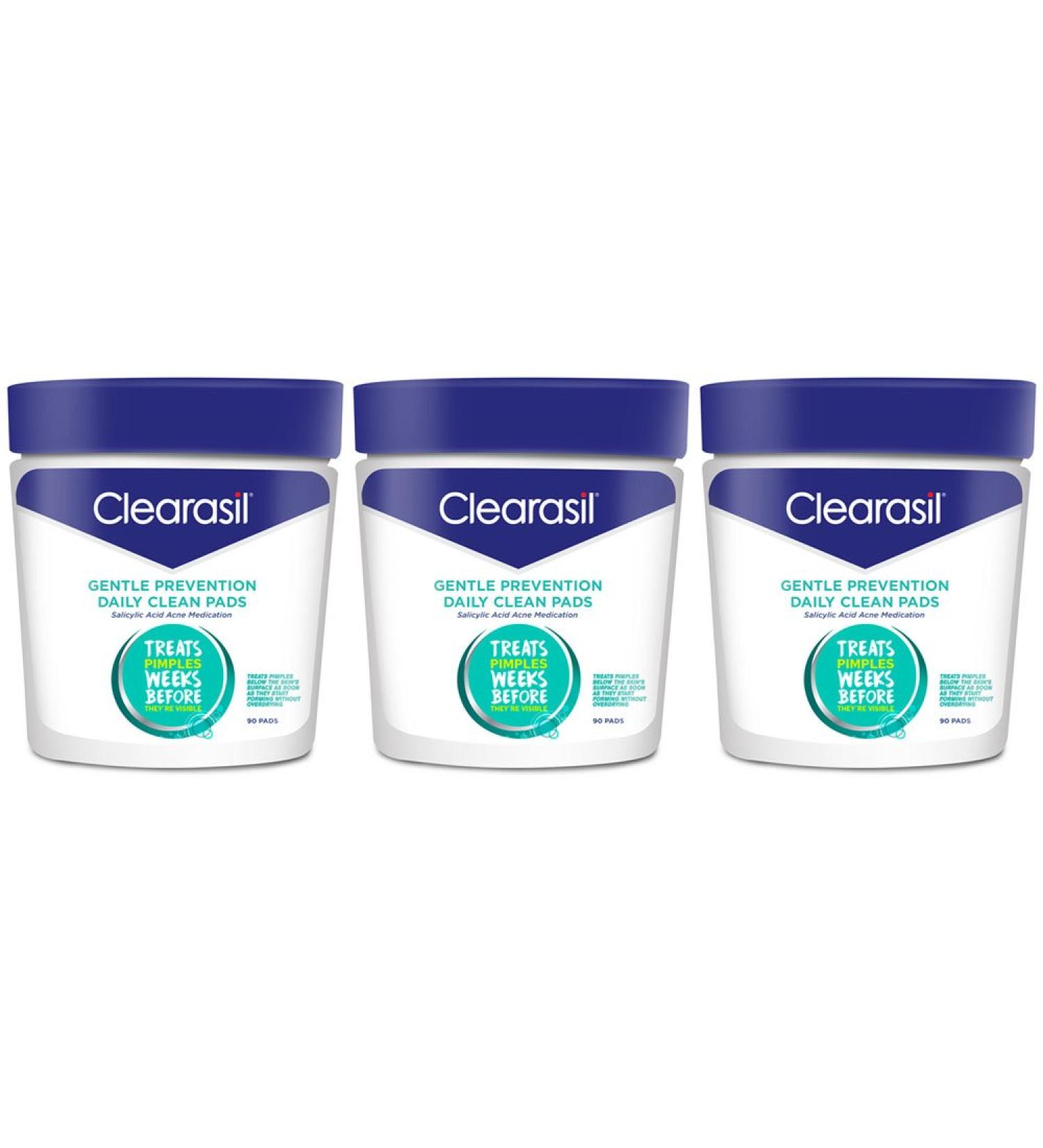Clearasil Gentle Prevention Daily Clean Pads with Salicylic Acid - 90 ct (Pack of 3) | Acne Treatment - Buy Online on GoSupps.com