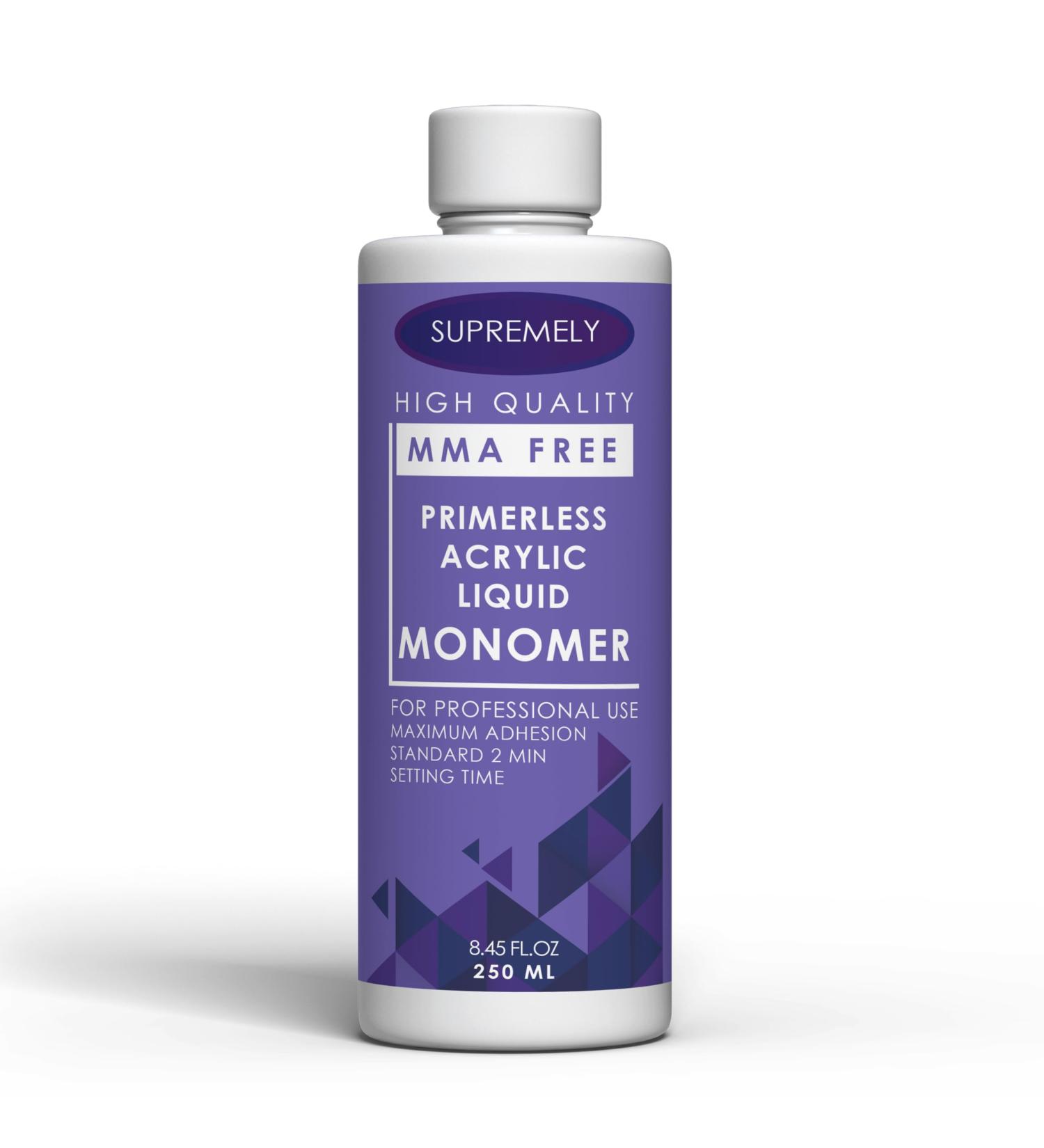 Acrylic Liquid Monomer Professional Salon MMA-FREE Non-Yellow | Medium Drying Time Maximum Strength Adhesive Nail Extension | Used for Natural Nails and Fake Nails Purple By Supremely 250ml - Buy Online on GoSupps.com