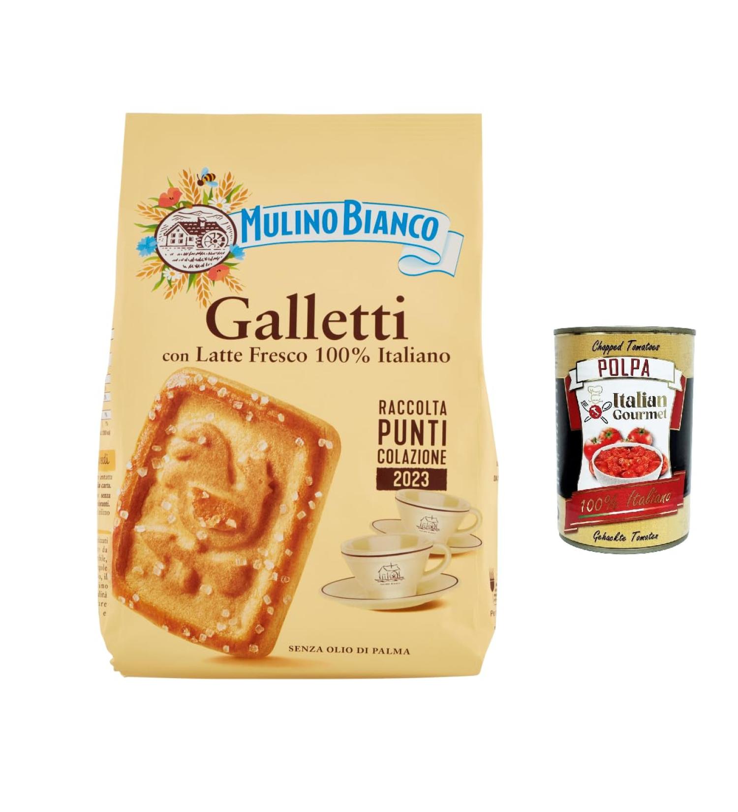  Italian Gourmet E.R. Mulino Bianco Galletti 12 x 100% Italian Fresh Milk Cookies 350 g + Italian Gourmet Pulp 400 g - Buy Online on GoSupps.com