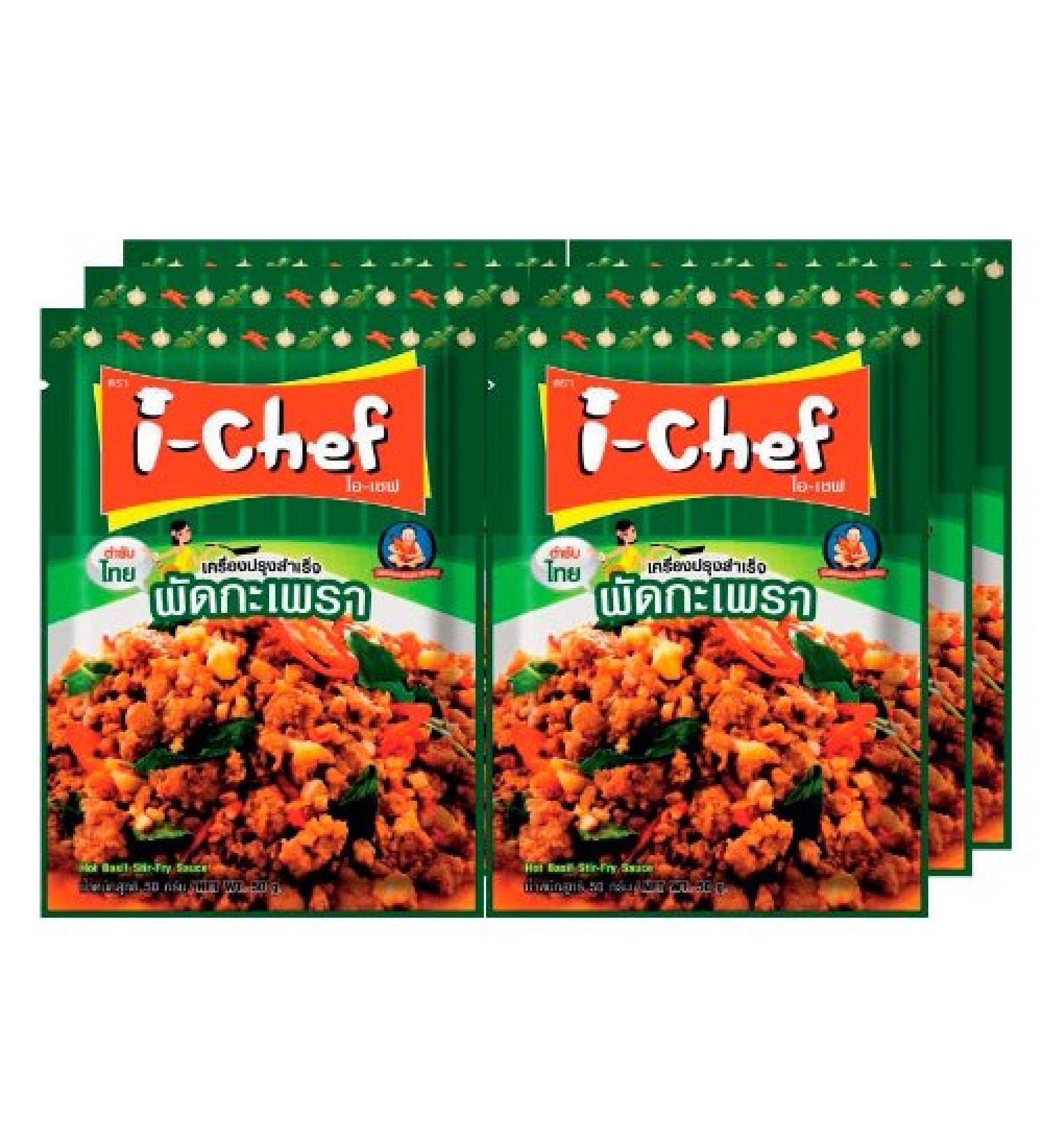 I-Chef Hot Basil Stir-Fry Sauce Thai Style 50g x 6 Packs - Authentic Taste from Thailand - Buy Online on GoSupps.com