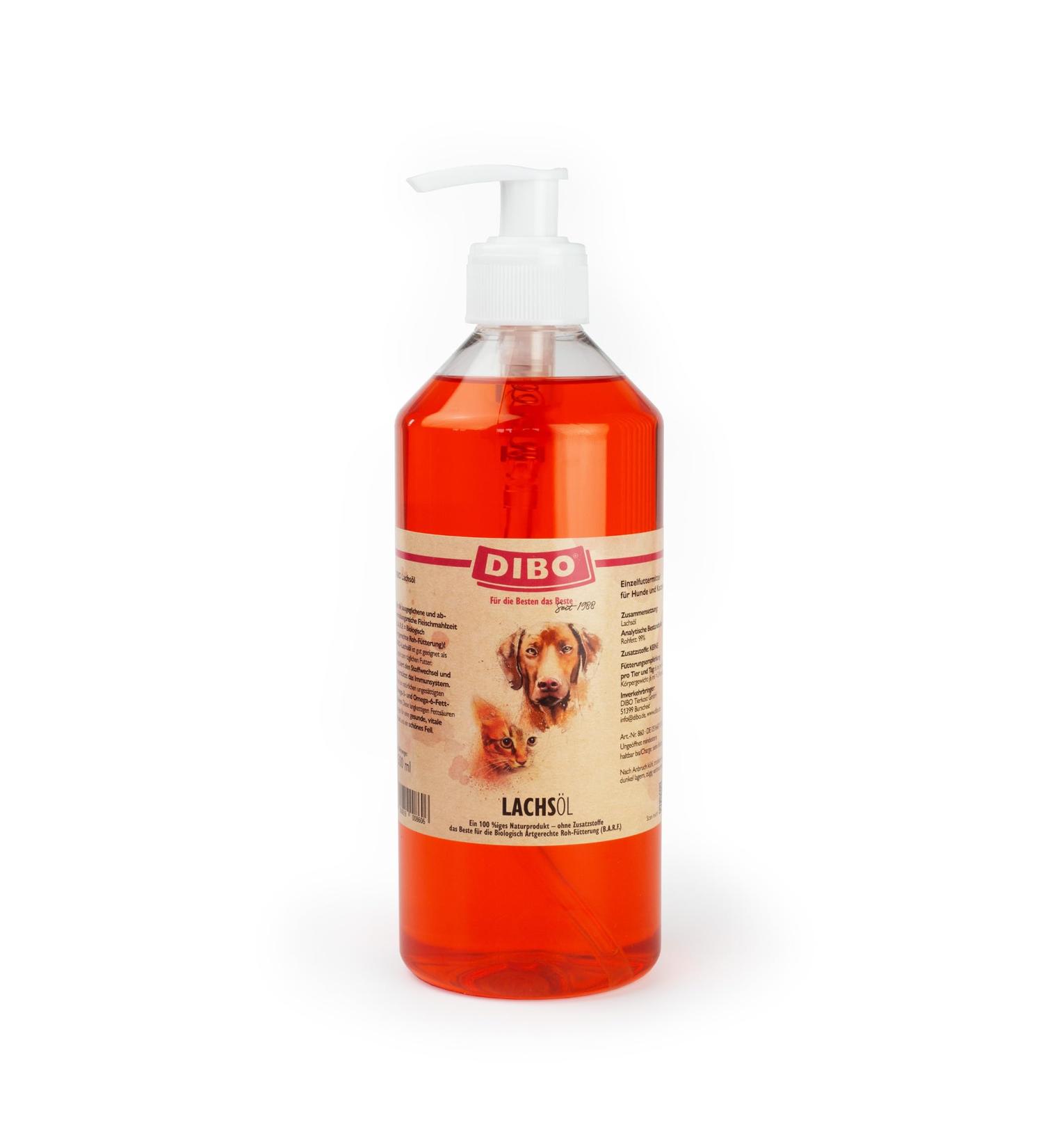 Buy DIBO Salmon Oil with Pump 500ml - Healthy Natural Supplementary Feed for Dogs | BARF Dog Food - Buy Online on GoSupps.com