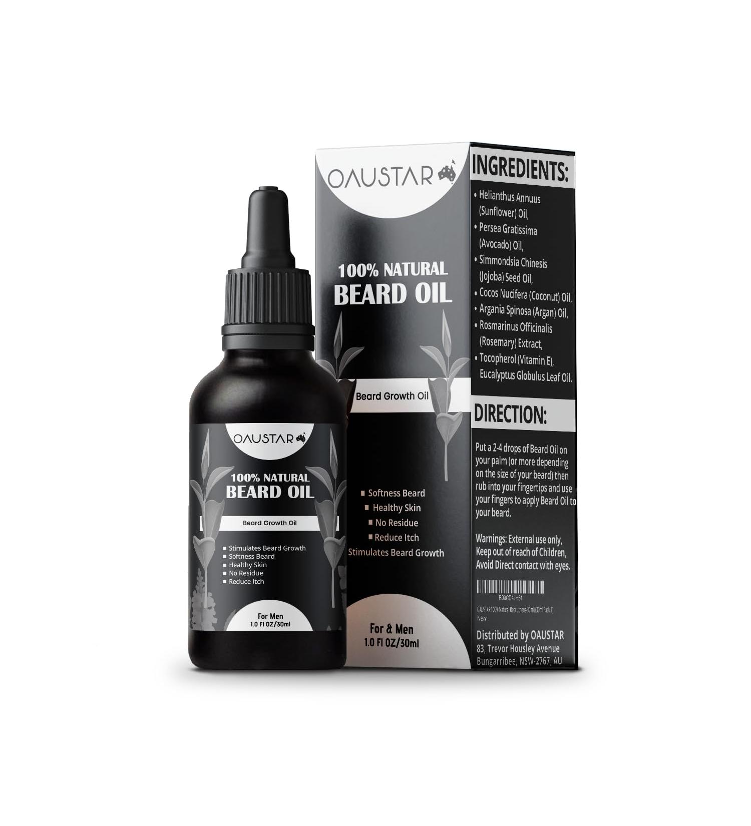 Oaustar Bartwachstum Oil for Men | Stronger Thicker Beard & Mustache - 30 ml - Buy Online on GoSupps.com