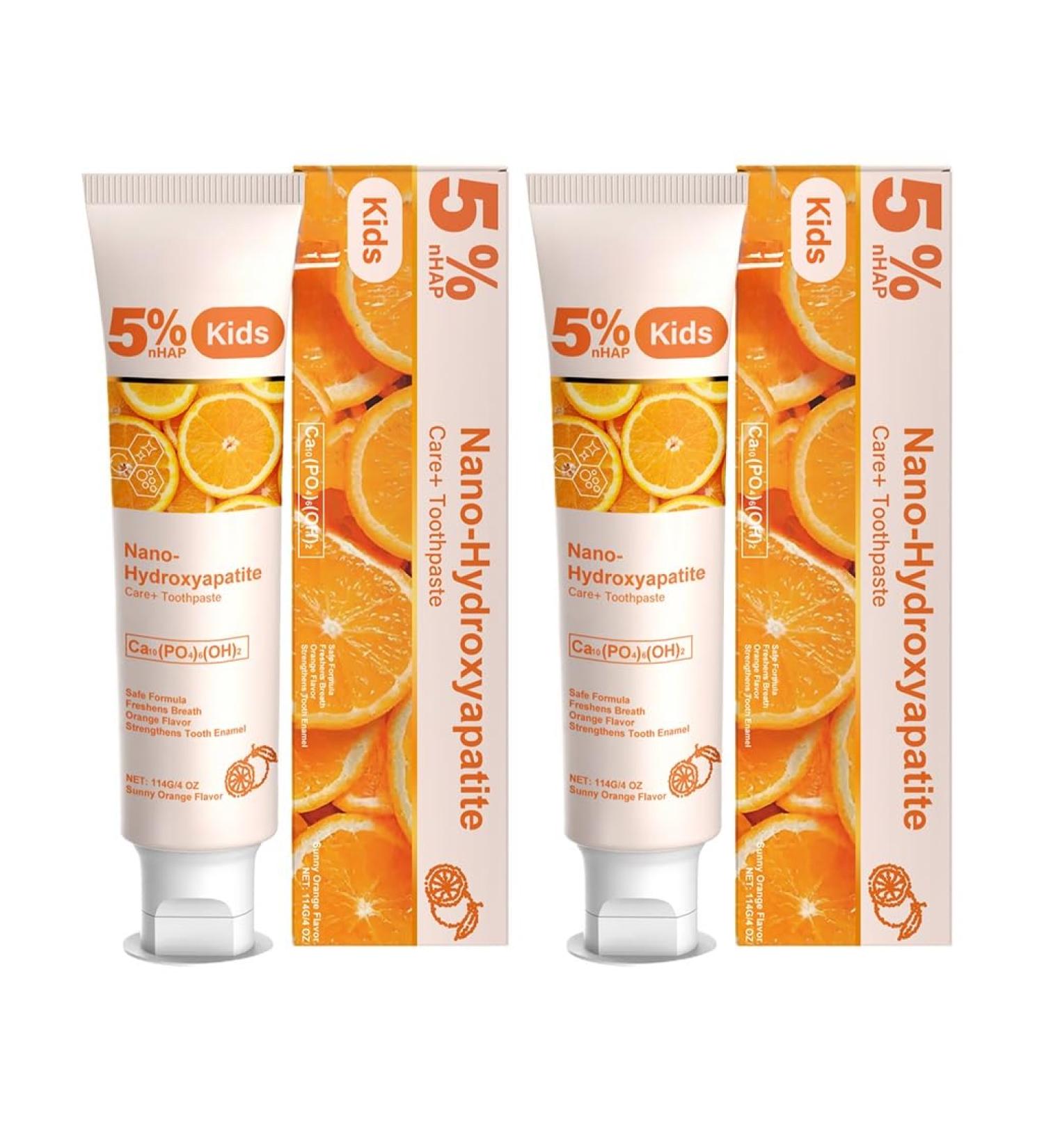 Kids Oral Care Toothpaste Orange Flavor - Teeth Cleaning Brightening & Fresh Breath Gentle Mouth Care for Children Easy to Use(2PCS) - Buy Online on GoSupps.com