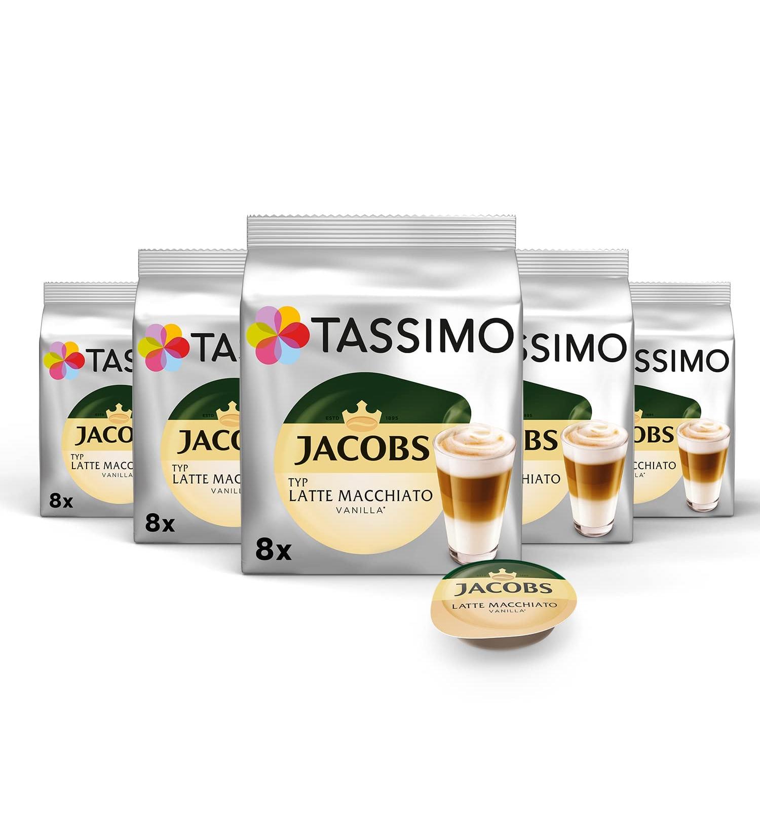 Tassimo Jacobs Latte Macchiato Vanilla Capsules - 40 Count (5 Pack) - Delicious Coffee Pods for Perfect Caf Quality Drinks - Buy Online on GoSupps.com