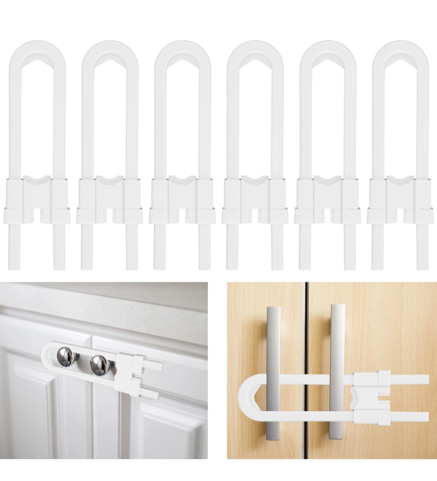 6 Pcs U-Shaped Child Safety Cabinet Locks Baby Proof Adjustable Locks for Drawers, Closets, Cupboards - Buy Online on GoSupps.com
