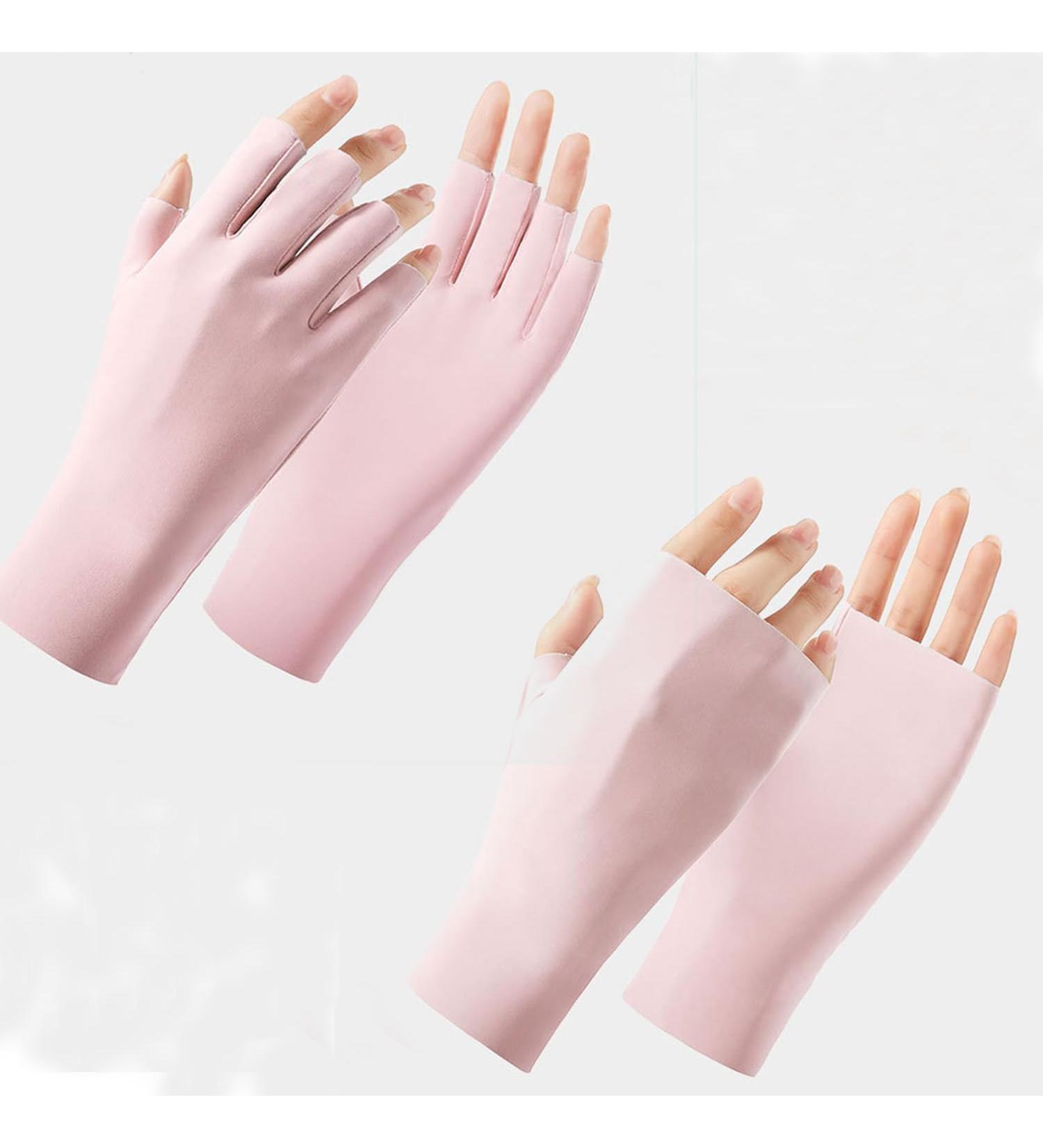 Anti UV Gloves for Nail Lamp Light Manicure Gloves UV Protection Gloves Fingerless UV Light Gloves for Gel Nail Lamp Hand (Cherry Pink) - Buy Online on GoSupps.com