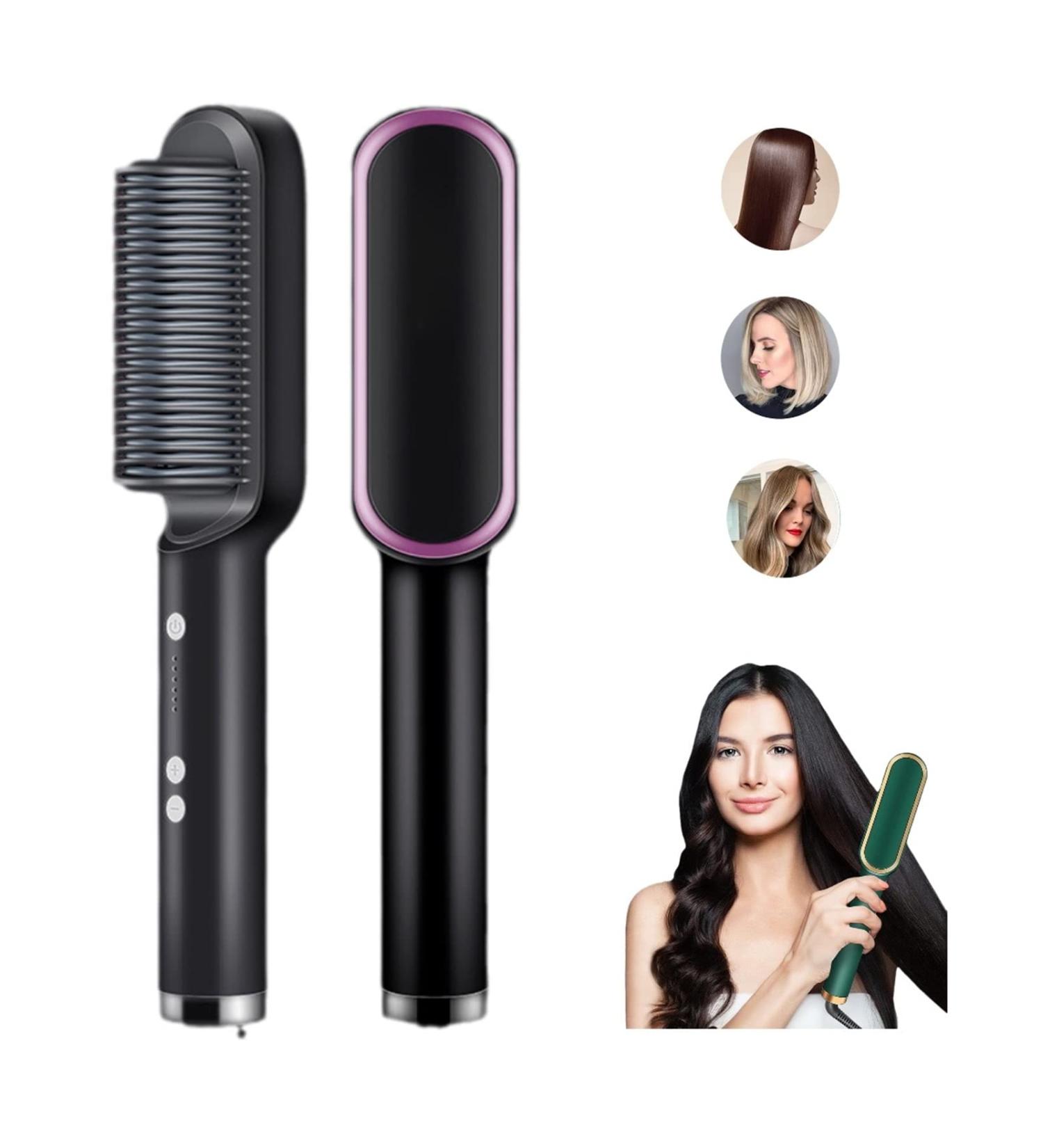 2023 Negative Ion Hair Straightener | 2-in-1 Brush & Curler | Fast Heating Portable Styling Comb (Black) - Buy Online Worldwide - Buy Online on GoSupps.com