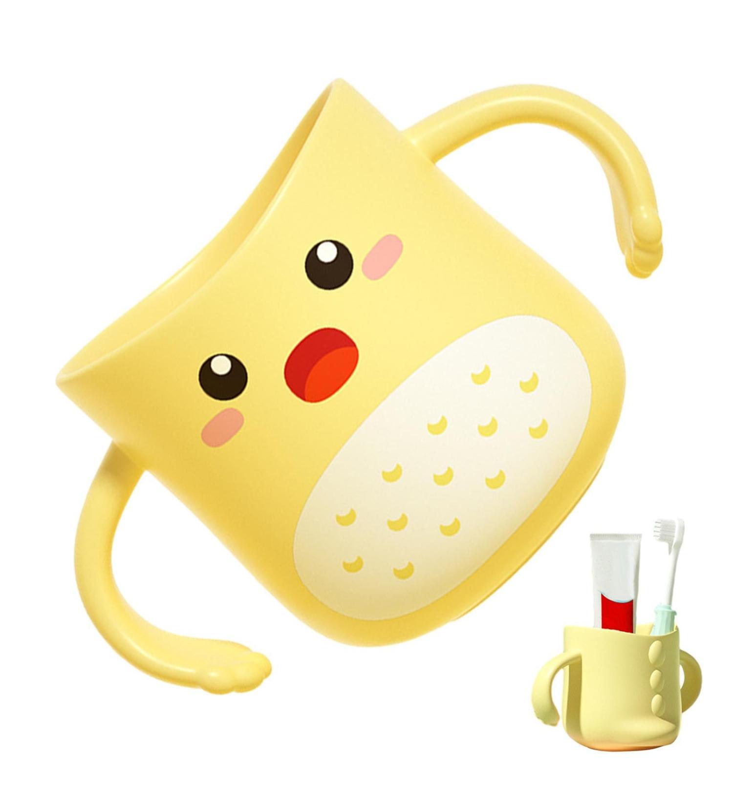 Toothbrush Mugs for Kids | Dinosaur Children's Bathroom Mug | Cute Cartoon Shape Tooth Brushing Supplies for Bathroom Travel and Outdoors Rowces Yellow - Buy Online on GoSupps.com