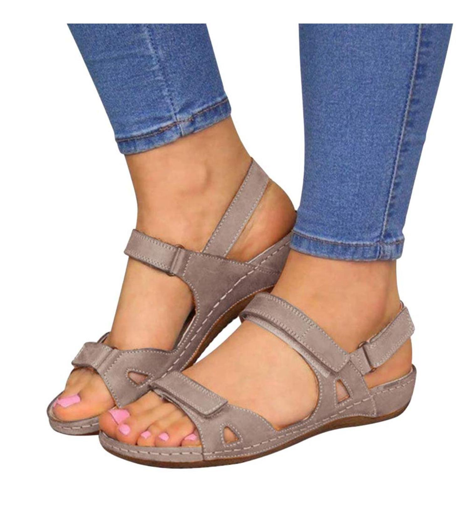 Women s Vintage Open Toe Sandals - Comfortable Flat Casual Shoes for Summer | Sport Outdoor Sandals in Blue & Gray (EU Sizes 35-42) - Buy Online on GoSupps.com