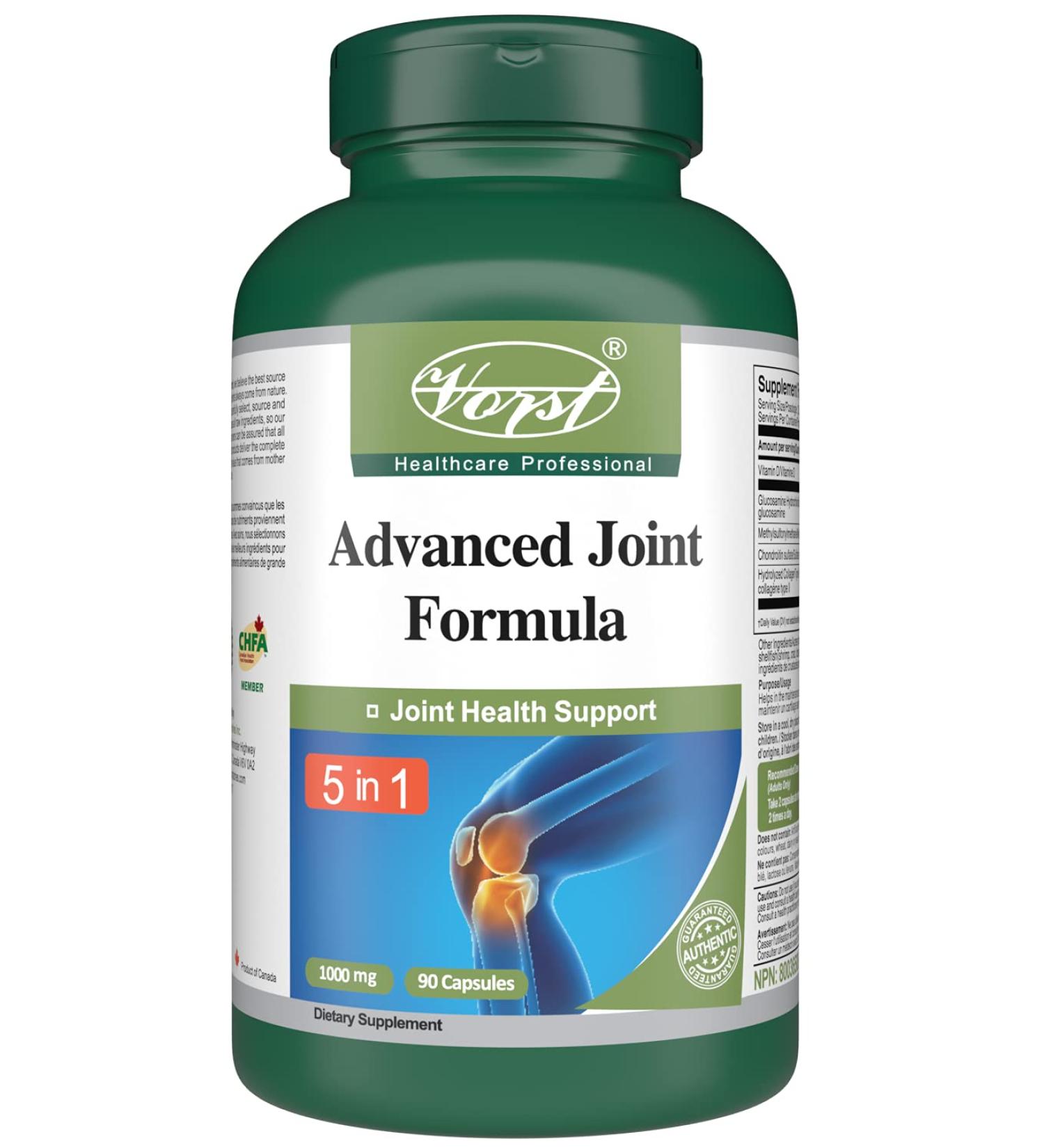 VORST Glucosamine Chondroitin Advanced Joint Formula 2000mg (1000mg per Capsule) 90 Capsules | Supplement for Joint Pain Arthritis Knee Pain and Tendonitis | Made with MSM Collagen | Extra Strength Powder Pills 1 Bottle 90 count (Pack of 1) - Buy Online on GoSupps.com