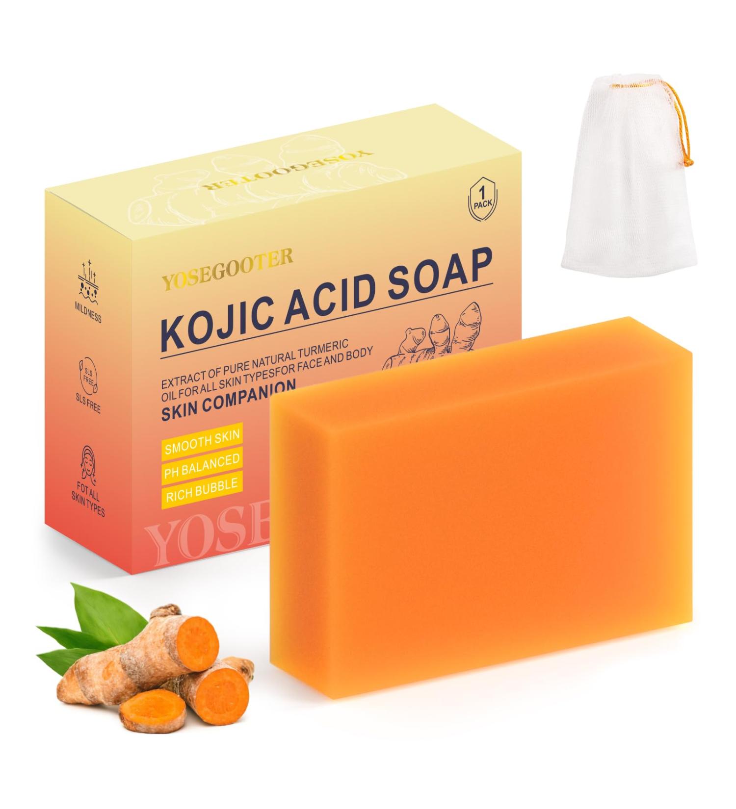 Turmeric Kojic Acid Soap Bars - Natural Dark Spot Remover for Face & Body Moisturizing & Gentle Skincare 1 Pack - Buy Online on GoSupps.com