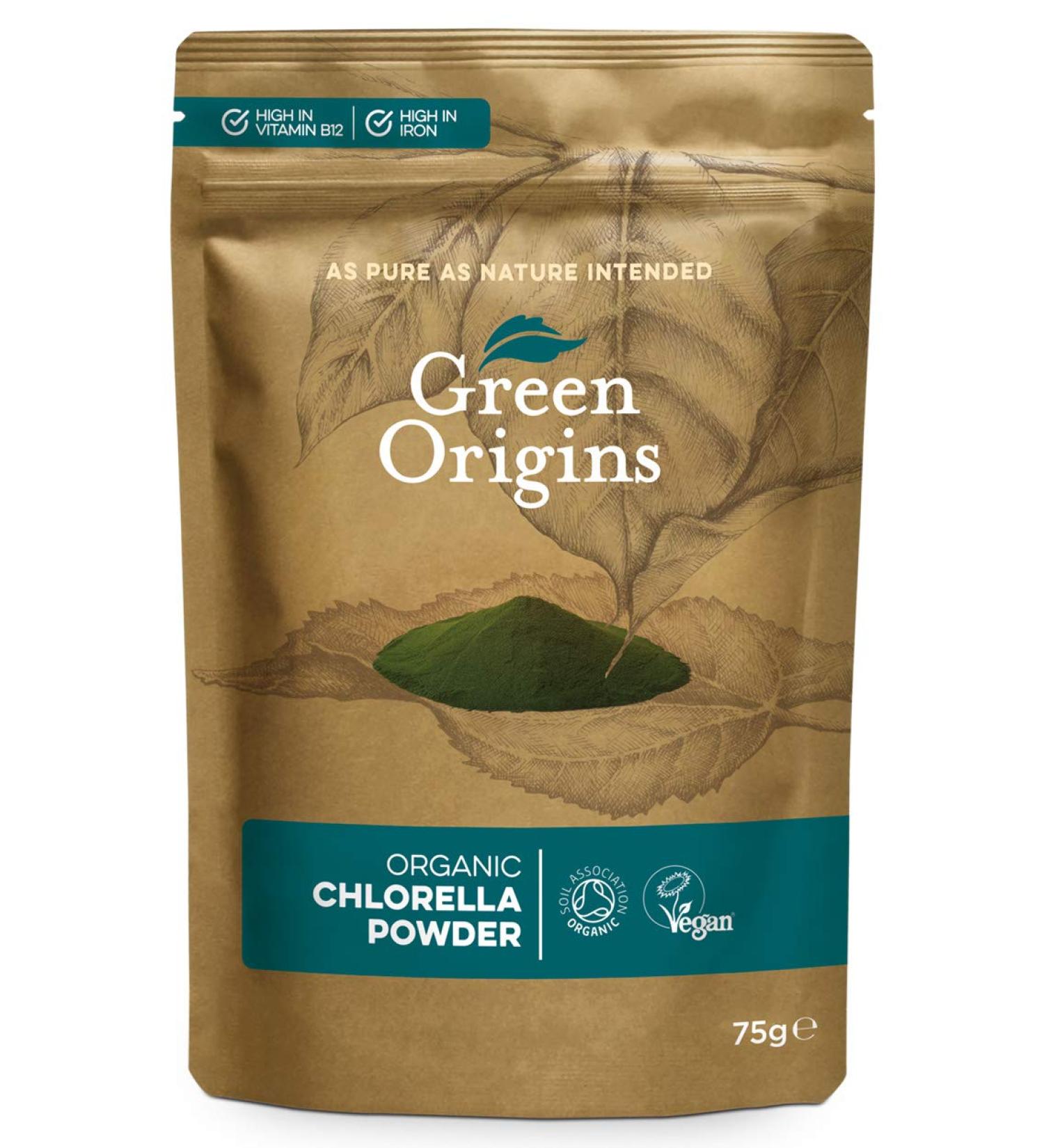 Green Origins Organic Chlorella Powder 75g - Broken Cell Wall | Pure & Potent - Buy Online on GoSupps.com