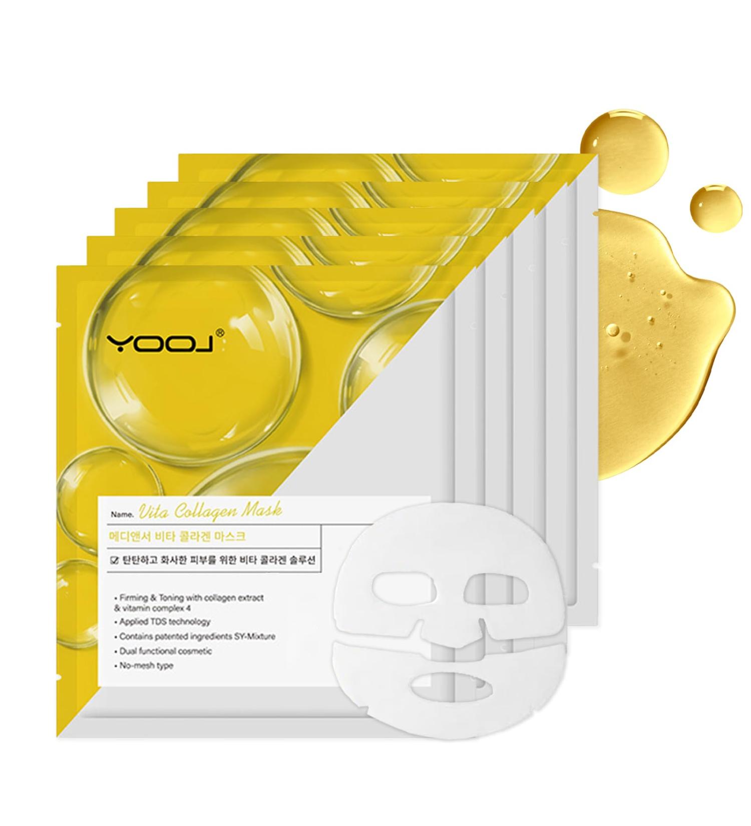 Vitamins Collagen Face Mask - Deep Overnight Hydration & Firming | Korean Bio-Collagen 5-Pack for Enhanced Skin Elasticity - Buy Online on GoSupps.com