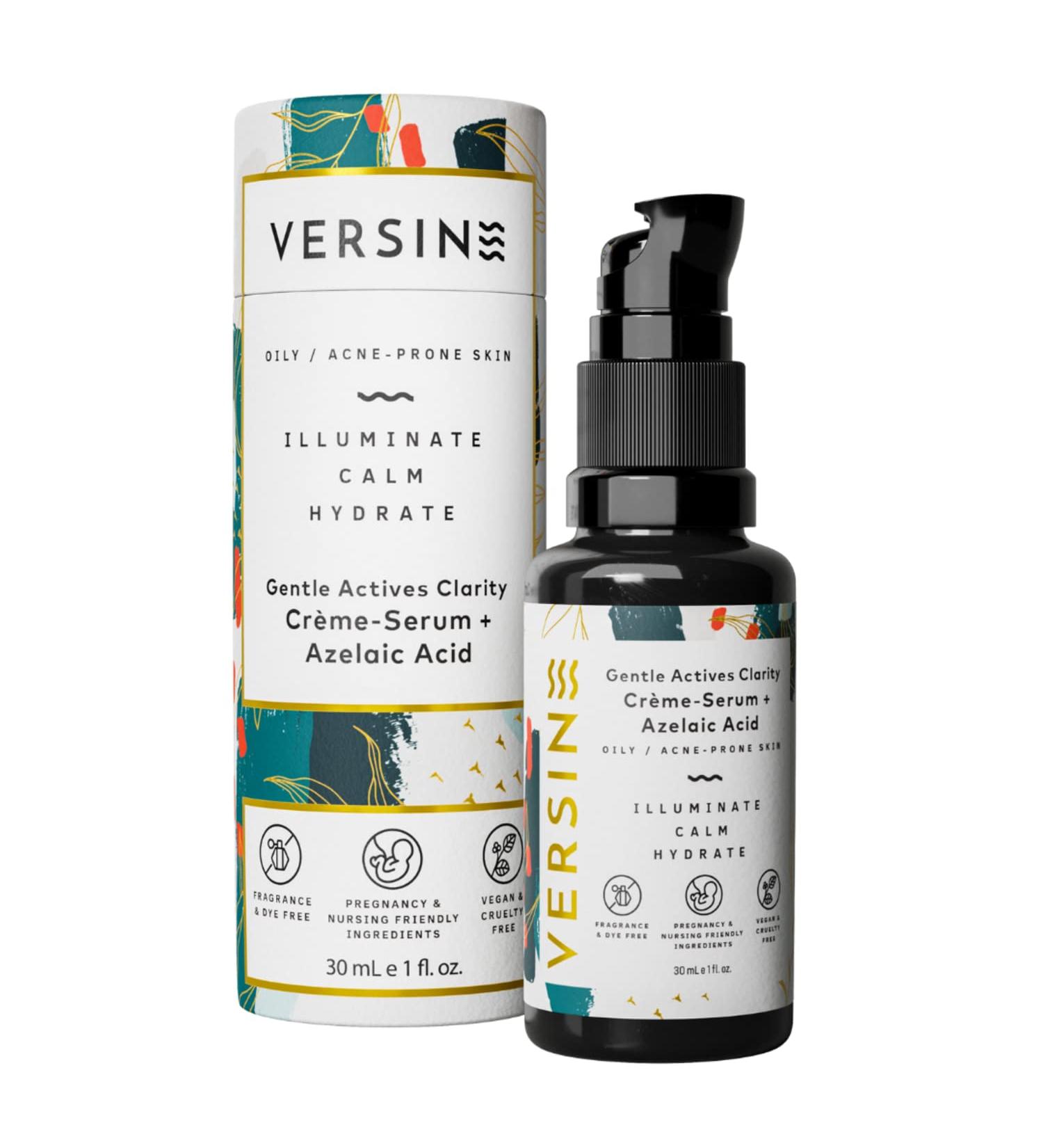 Versine Gentle Actives Serum for Acne Prone Skin | Pregnancy Safe with Azelaic Acid & Vitamins | Anti-Aging & Brightening Moisturizer | 1 Fl Oz - Buy Online on GoSupps.com