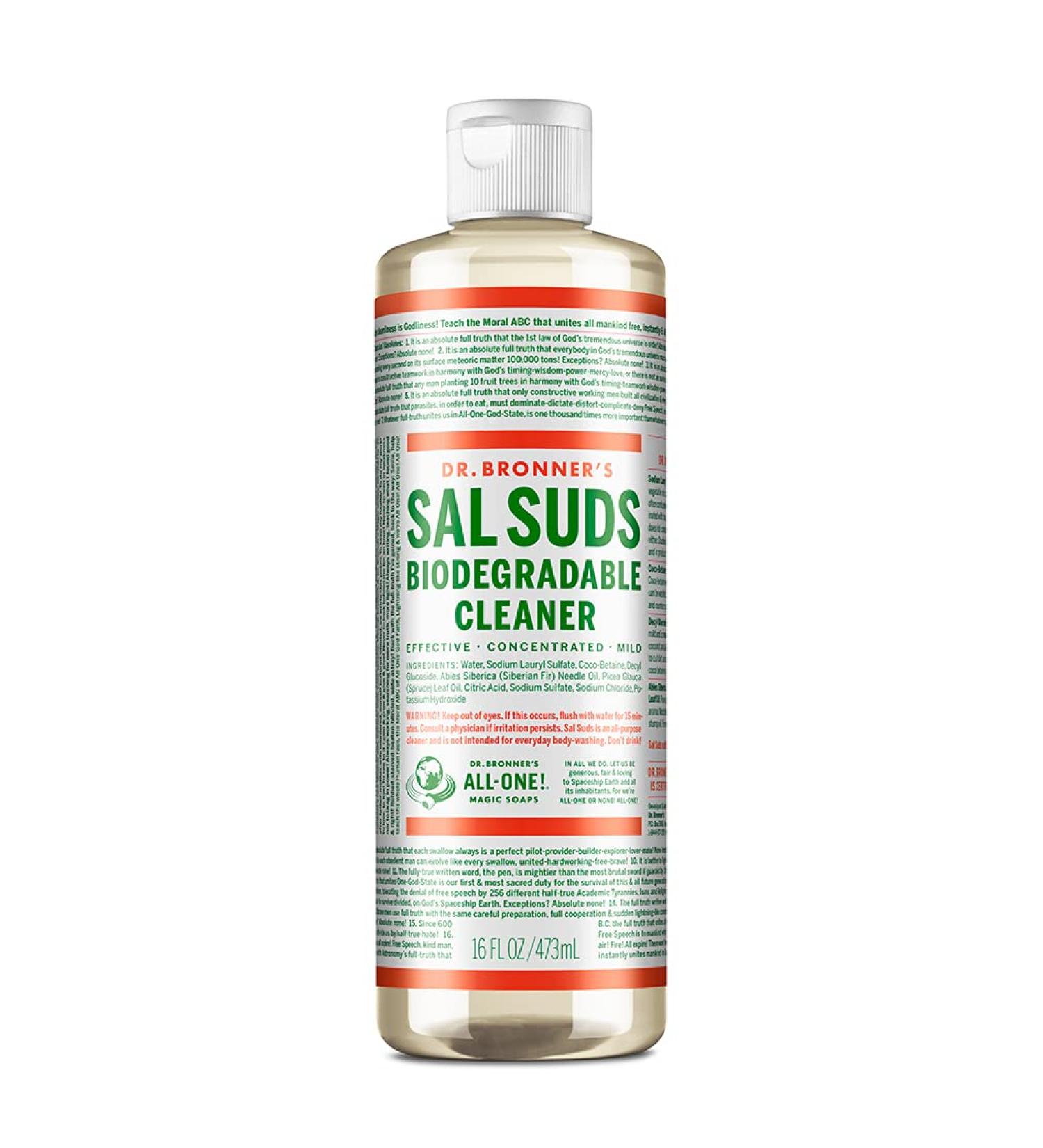 Dr. Bronner's Sal Suds Biodegradable Cleaner 16oz - All-Purpose Pine Cleaner for Floors, Laundry & Dishes - Concentrated, Grease & Dirt Cutting Formula - Gentle on Skin - 1 Pack - Buy Online on GoSupps.com