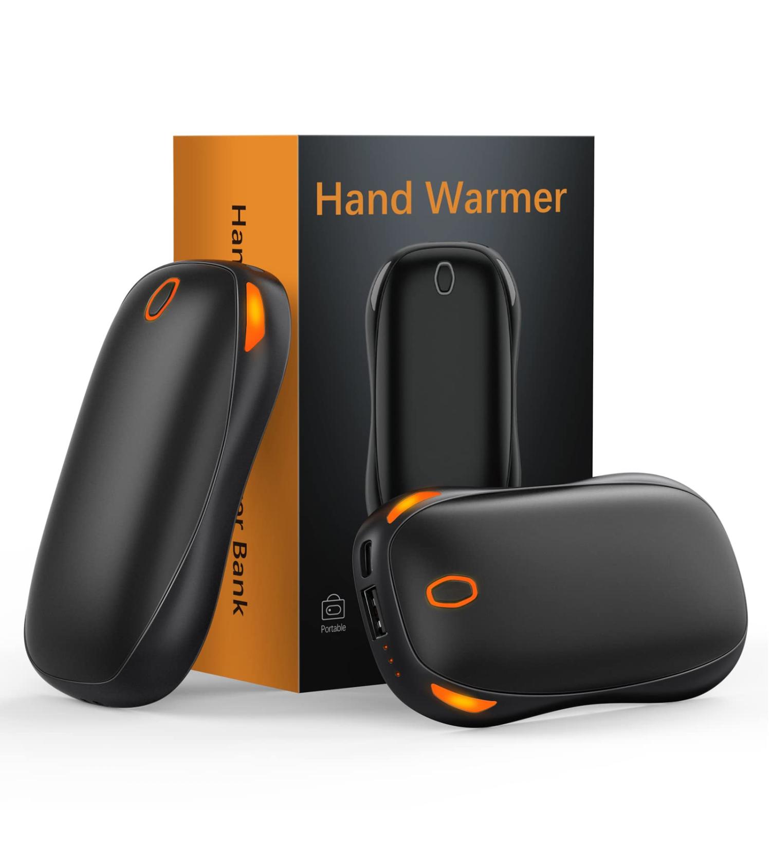 2-Pack Rechargeable Hand Warmers 10000mAh - Portable Electric Heater and Power Bank for Outdoors - Black - Buy Online on GoSupps.com