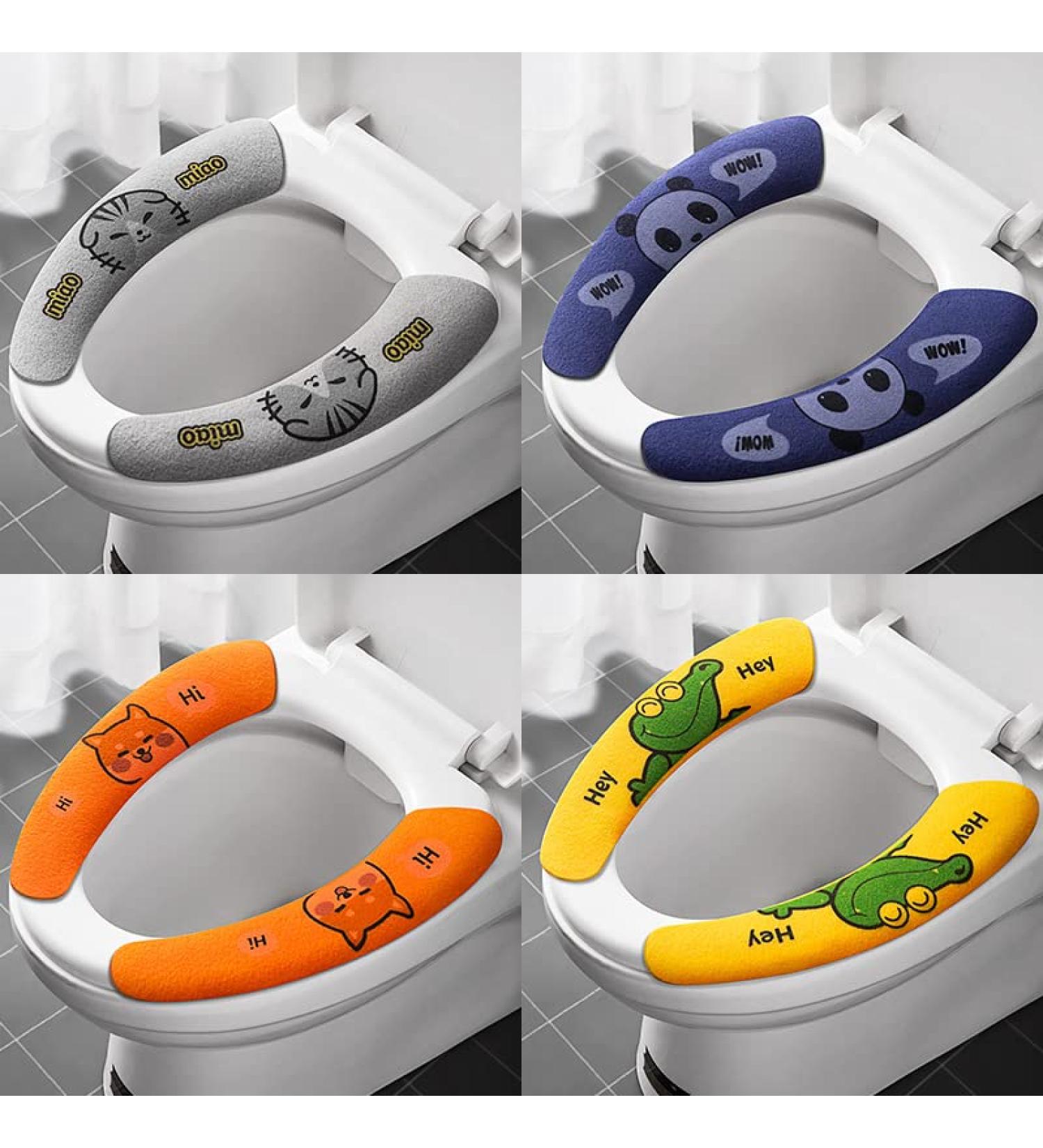 4 Pairs Toilet Seat Cover Cushion Toilet Seat Cover Warm Toilet Seat Cover Pads Warm Toilet Seat Covers Toilet Seat Mat Cartoon Style - Buy Online on GoSupps.com
