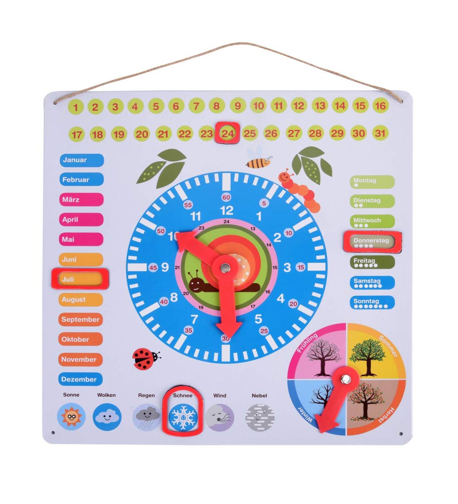 ewtshop Colorful Learning Clock - Metal Educational Board for Date Time & Seasons | Fun & Simple Learning Tool - Buy Online on GoSupps.com
