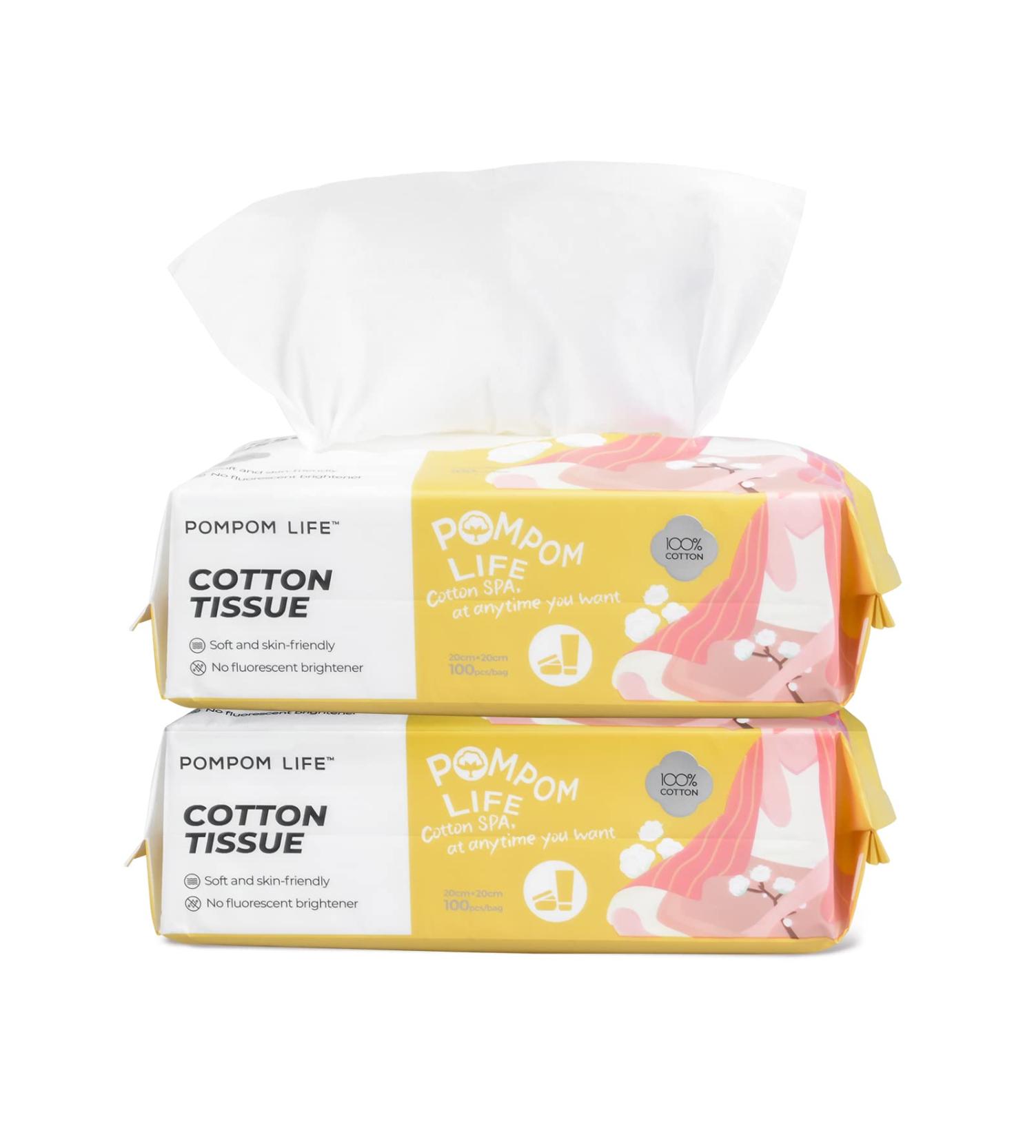 POMPOM LIFE Facial Cleansing Wipes Disposable Cotton Wet and Dry Wipes Biodegradable Face Wipes Large Soft 200 Pieces Cleaning Cloth Suitable for Sensitive Skin - Buy Online on GoSupps.com