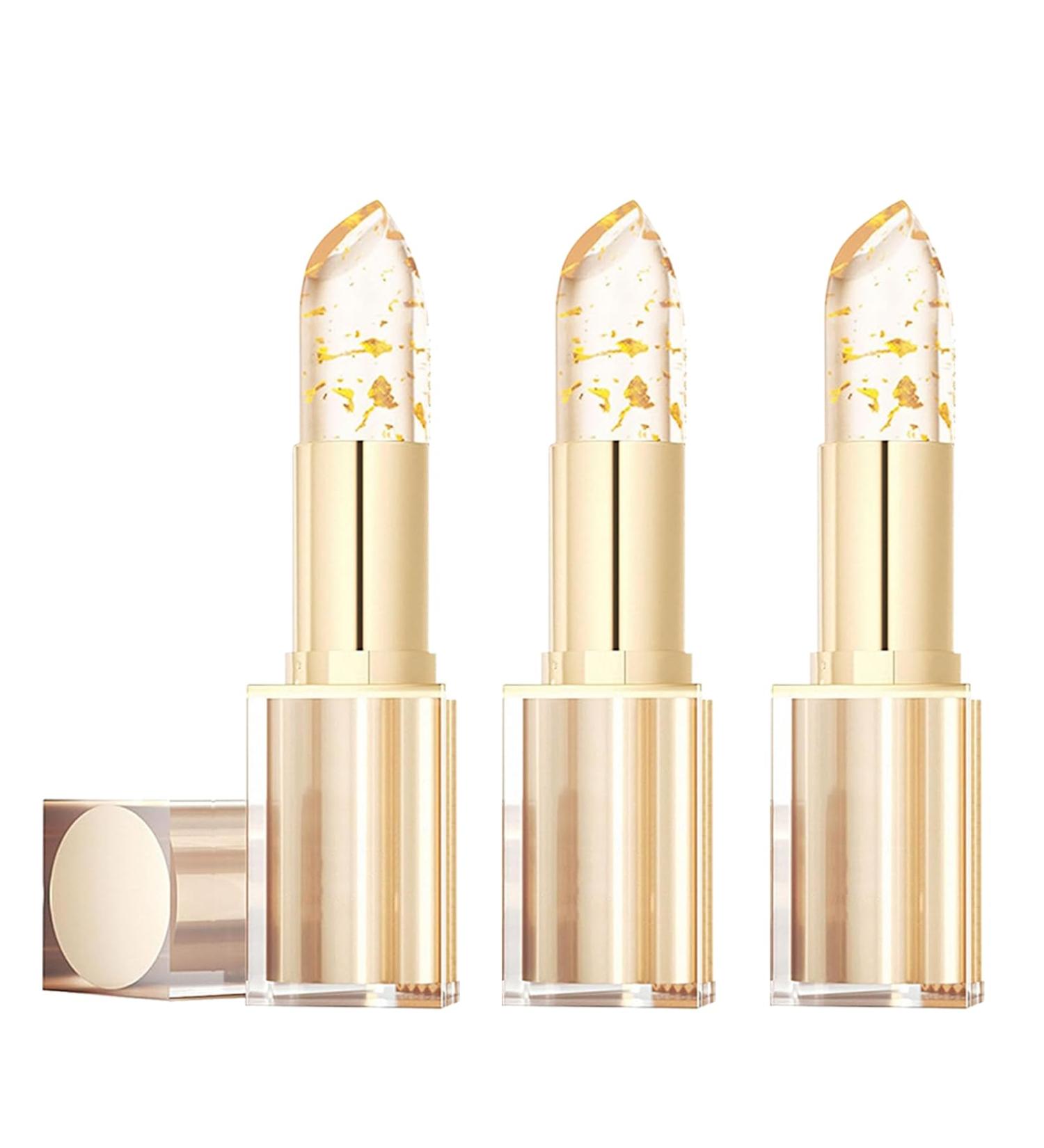 Transparent Gold Crystal Lipstick with Color Changing Effect 24 Hour Smudge Resistant and Moisturizing with Gold Foil Long Lasting Moisturizing and Shiny 3 - Buy Online on GoSupps.com