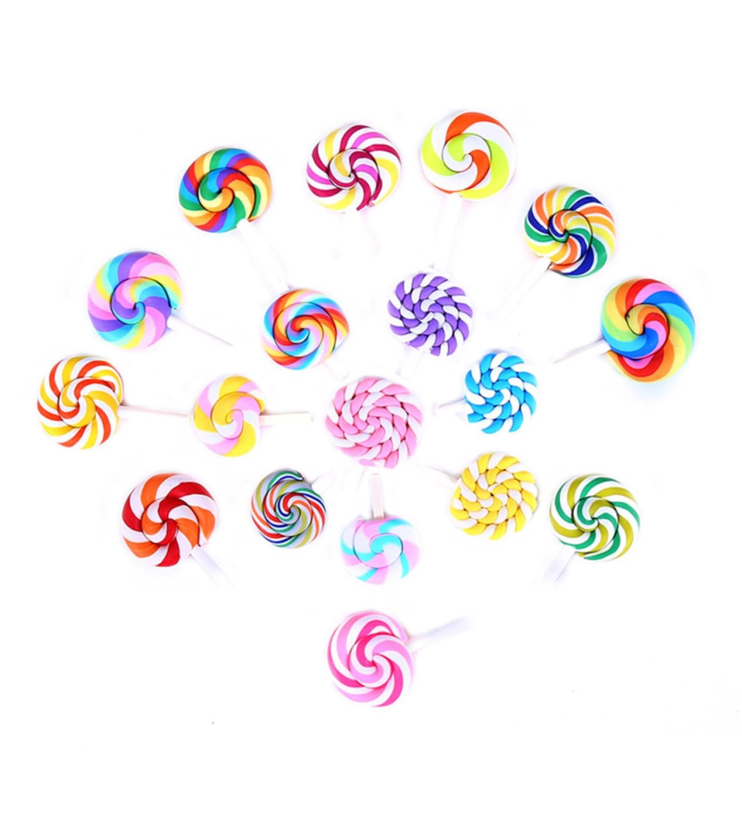 FOYTOKI 12 Pieces Pacifier Charms Rainbow Caramel Candy Lollipop DIY Lollipop Candy Lollipop Candy Jelly Candy Clay Pendant Lollipop - Buy Online on GoSupps.com