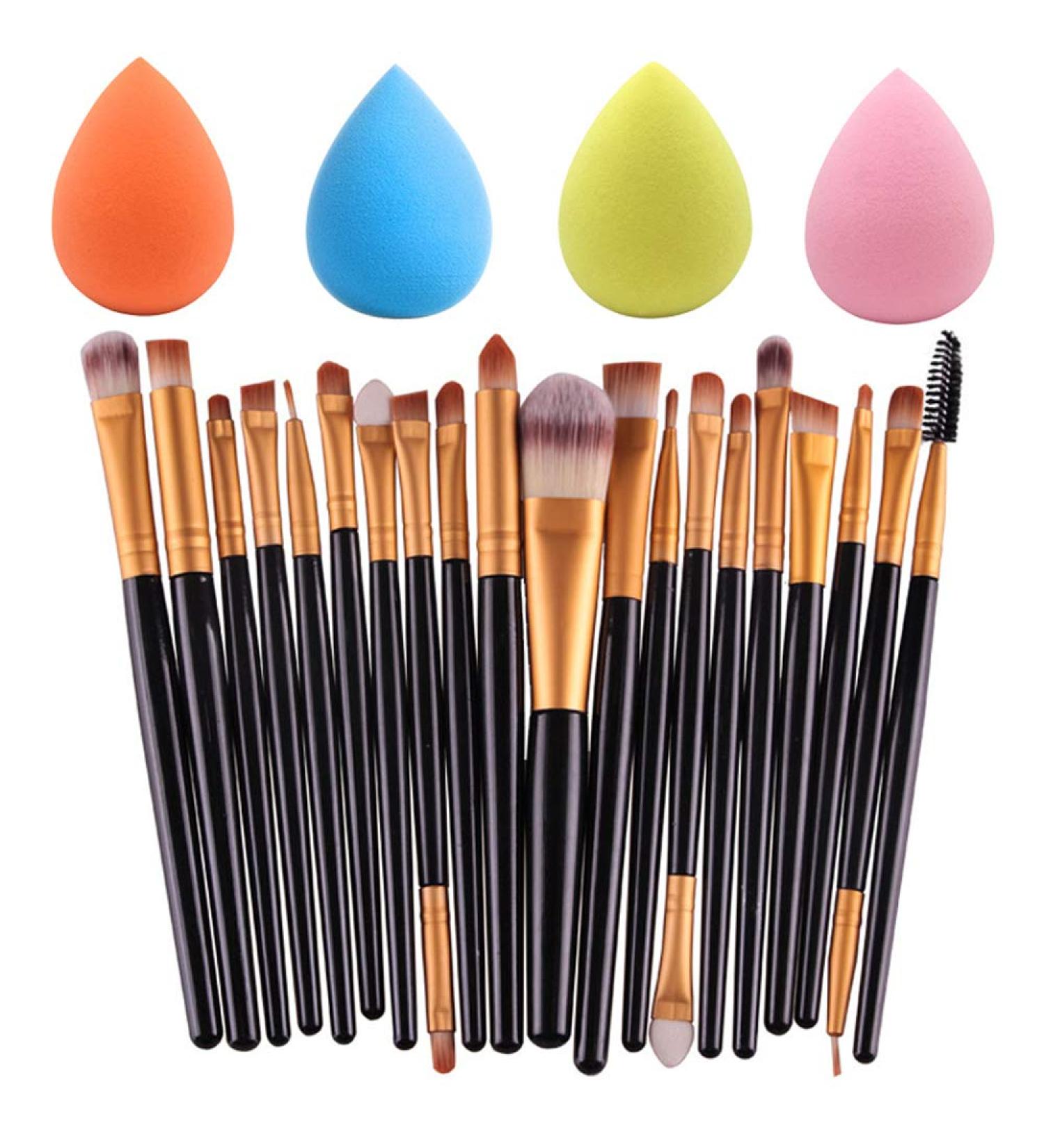 SourceTon Makeup Sponges & 20-Piece Brush Set - Professional Foundation & Eyeshadow Brushes in 4 Colors | International Shipping - Buy Online on GoSupps.com