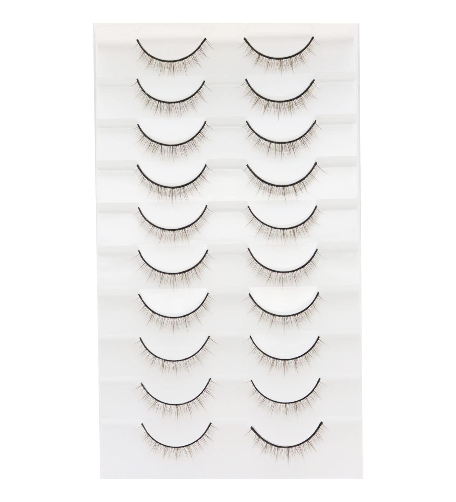 Buy 3D Mink Wispy Eyelashes - Natural Brown 9mm Lightweight & Reusable - 10 Pairs of Thin Band Fake Lashes for Stunning Looks - Buy Online on GoSupps.com