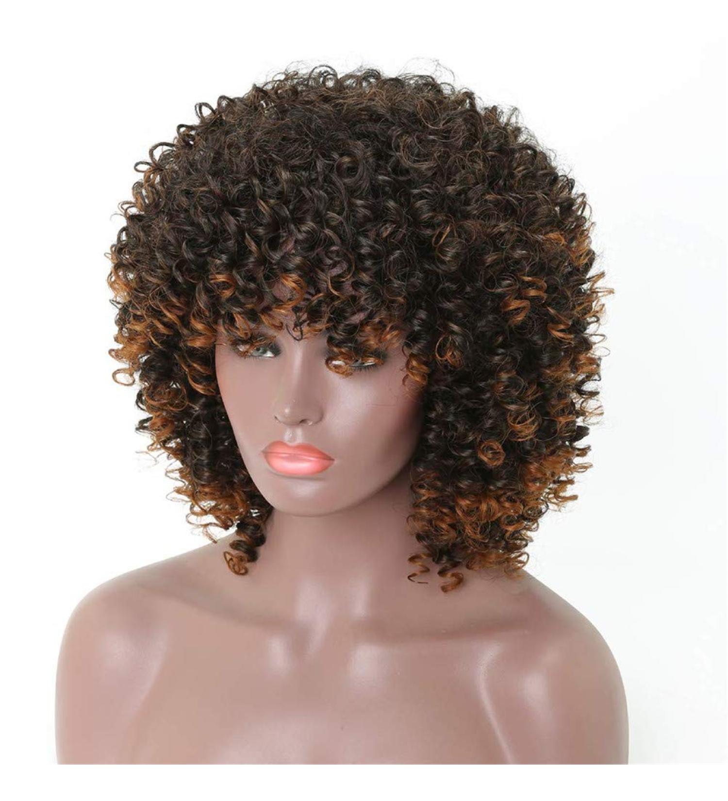Shop 14-Inch Front Pointed Curly Real Hair Wig | Bandless Baby Hair 150% Density Heat-Resistant Synthetic for Women - International Shipping Available - Buy Online on GoSupps.com