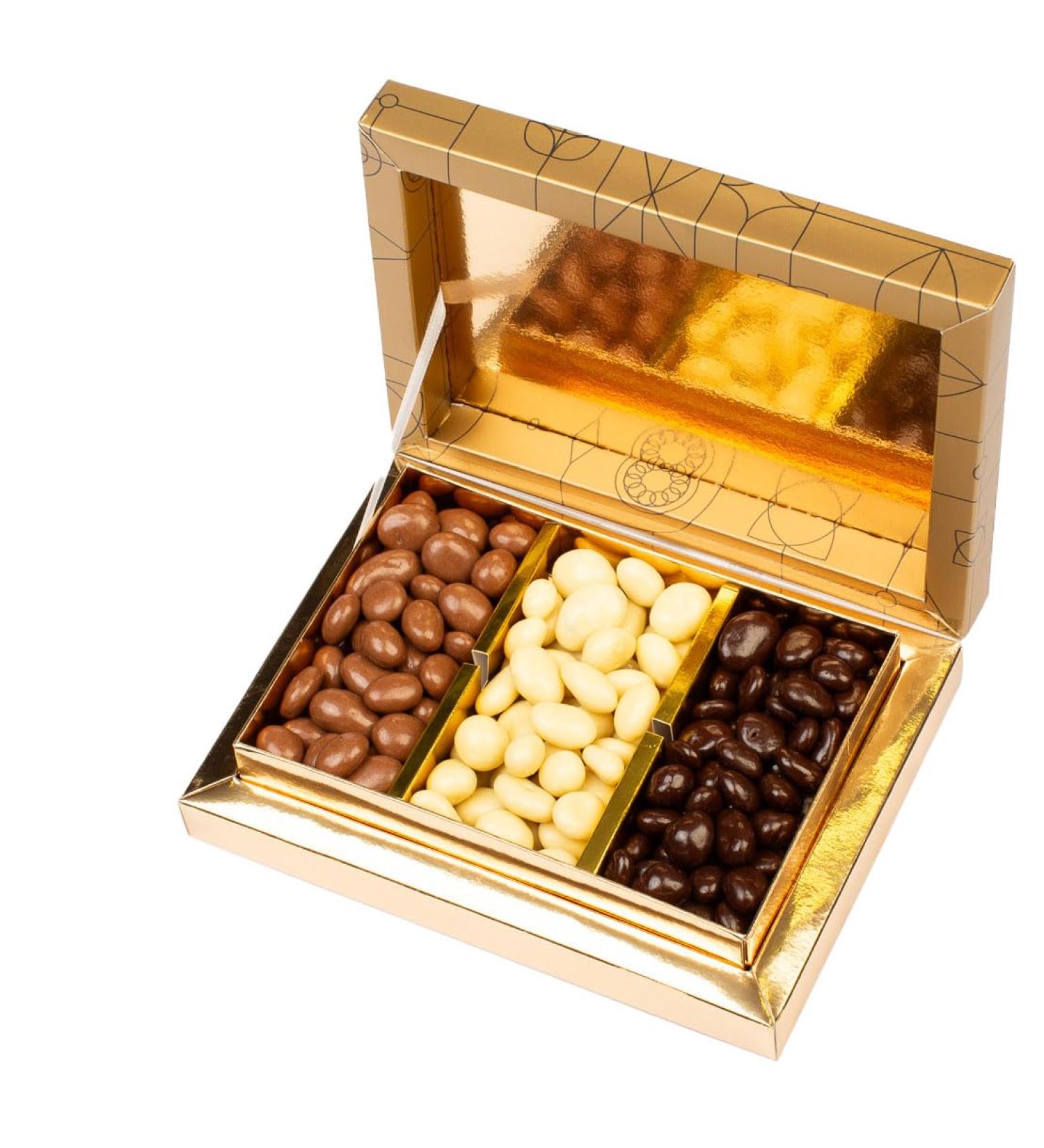 Sweetland's Coated Raisin Medley - Deluxe Trio Box | 450g | Milk Dark Chocolate & Yoghurt-Coated Delights | Ideal Gift for Dinner Parties