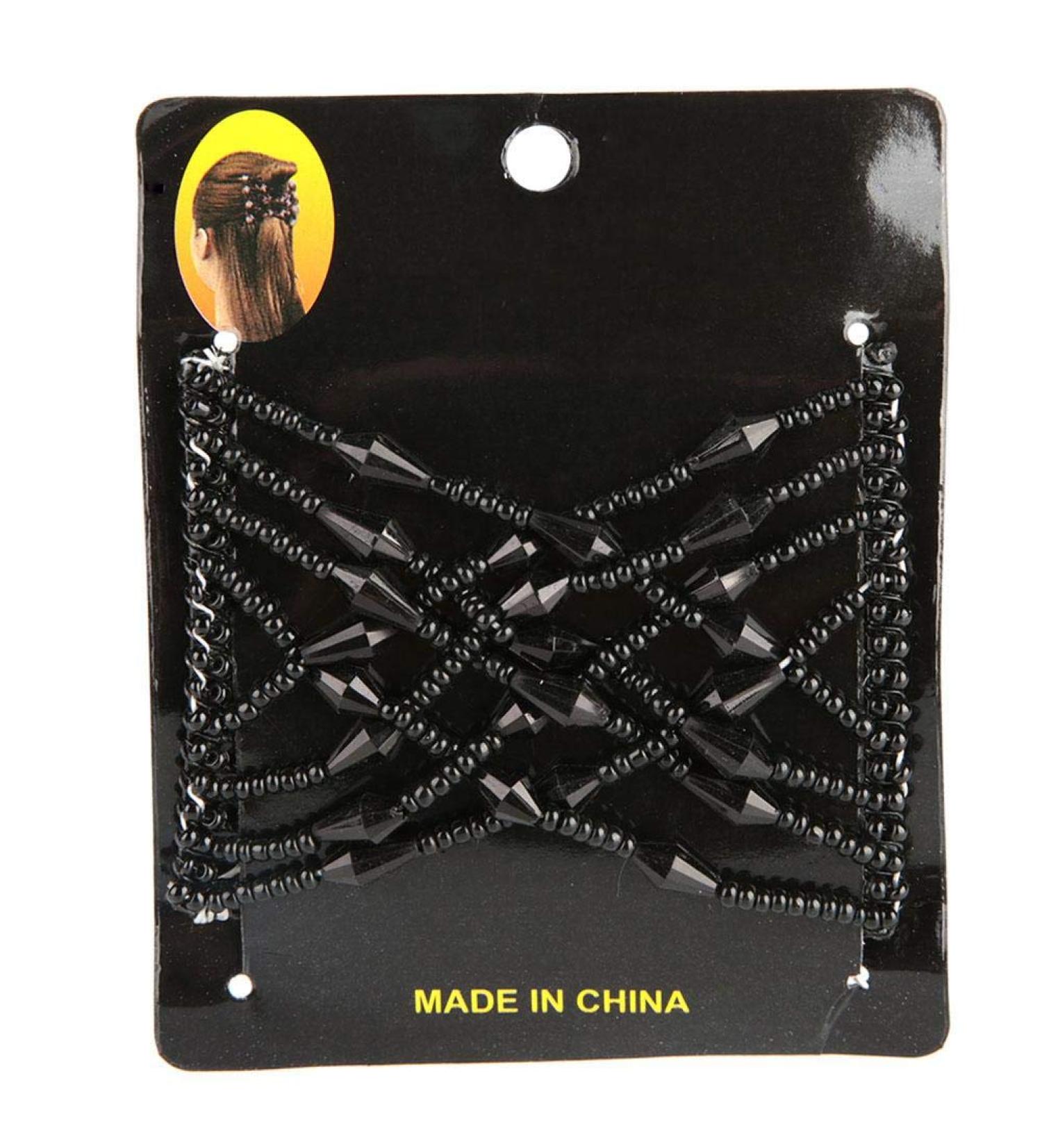 Women Girl Magic Easy Hair Beads Slide Stretchy Comb Clip Stretchable Hairpin Double Slides Hair Combs for Women Ladies Girls (BLACK) - Buy Online on GoSupps.com