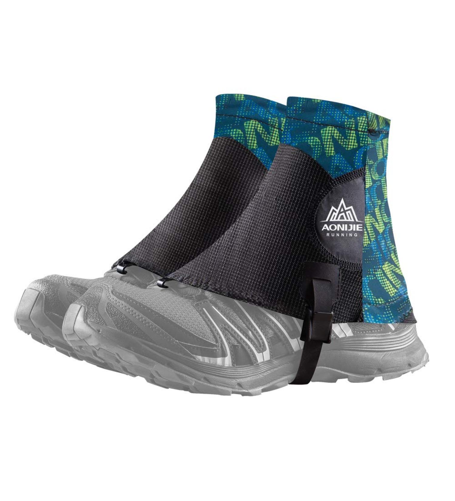 AONIJIE Low Trail Gaiters: Reflective Ankle Gators for Triathlon, Marathon, Hiking - Black/Green - Buy Online on GoSupps.com
