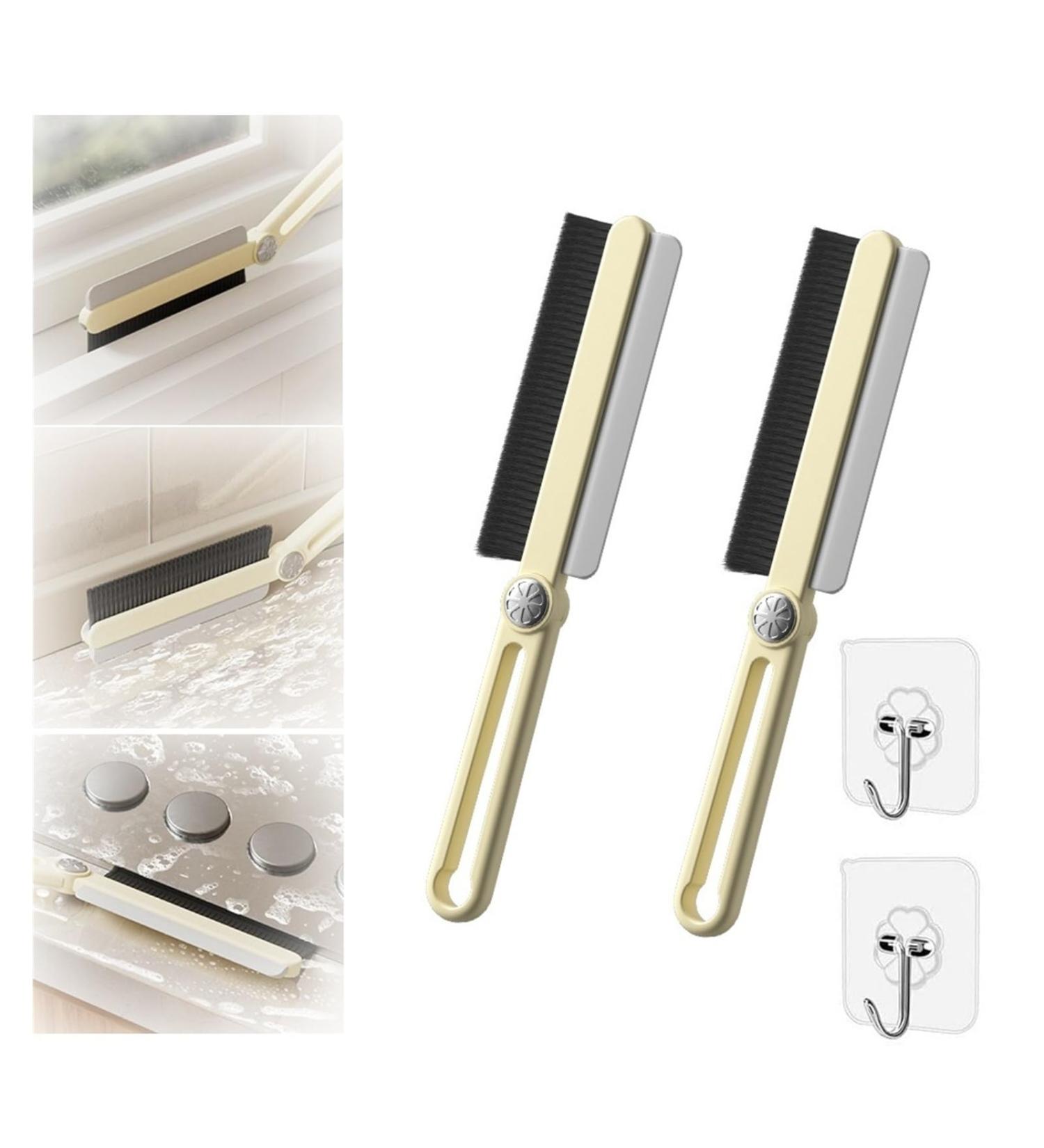 Multi-Function Rotating Crevice Cleaning Brush 2024 Upgrade Thin Gap Cleaning Brush with Squeegee Hard Bristle Crevice Gap Brush Corners Cleaning Tool for Cleaning Bathroom Kitchens Tile Floors (C Yellow(2pcs) - Buy Online on GoSupps.com