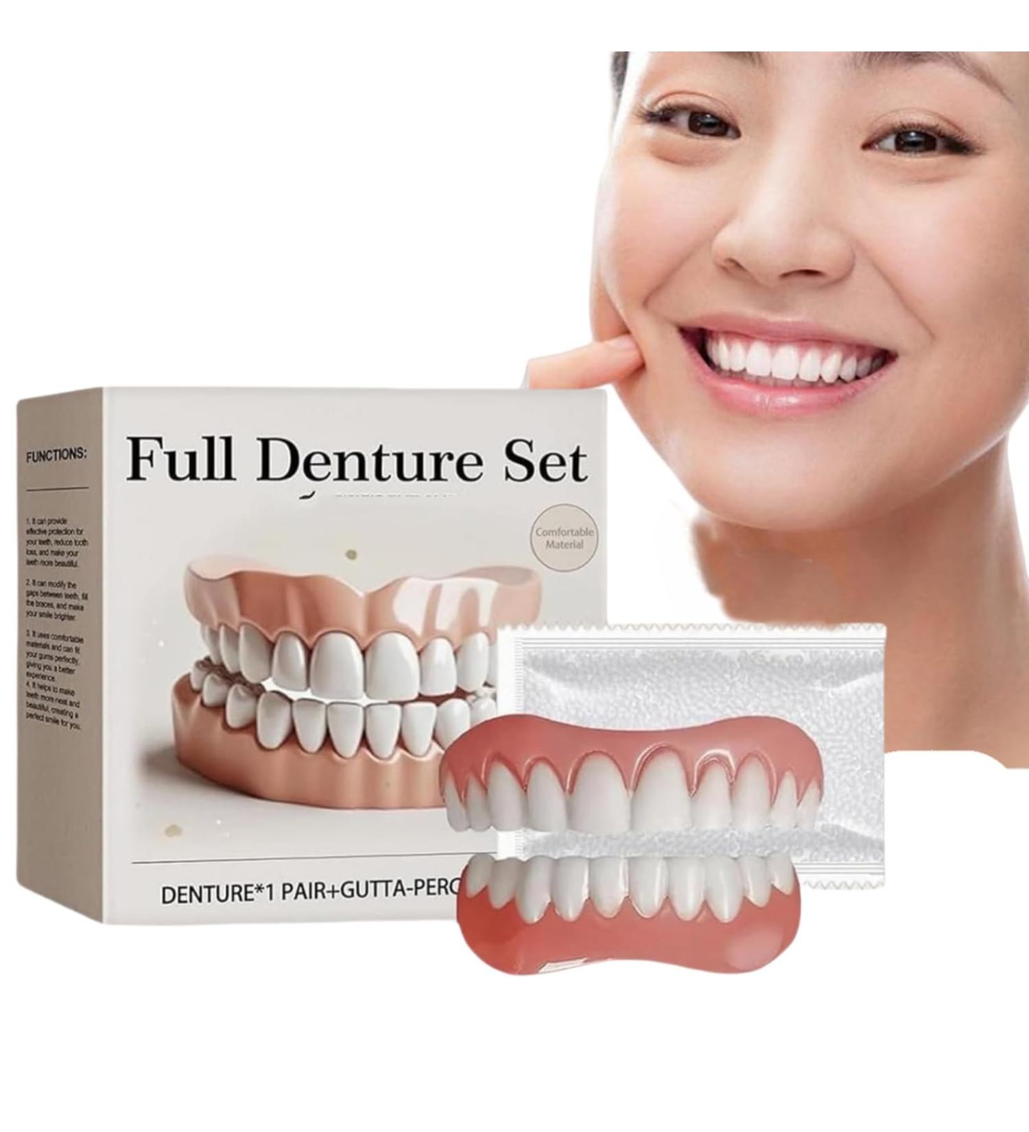Full Denture Set Silicone Dentures Set Comfortable and Realistic False Teeth Complete with Gutta-Percha Soft and Comfortable (2) (1pc) - Buy Online on GoSupps.com