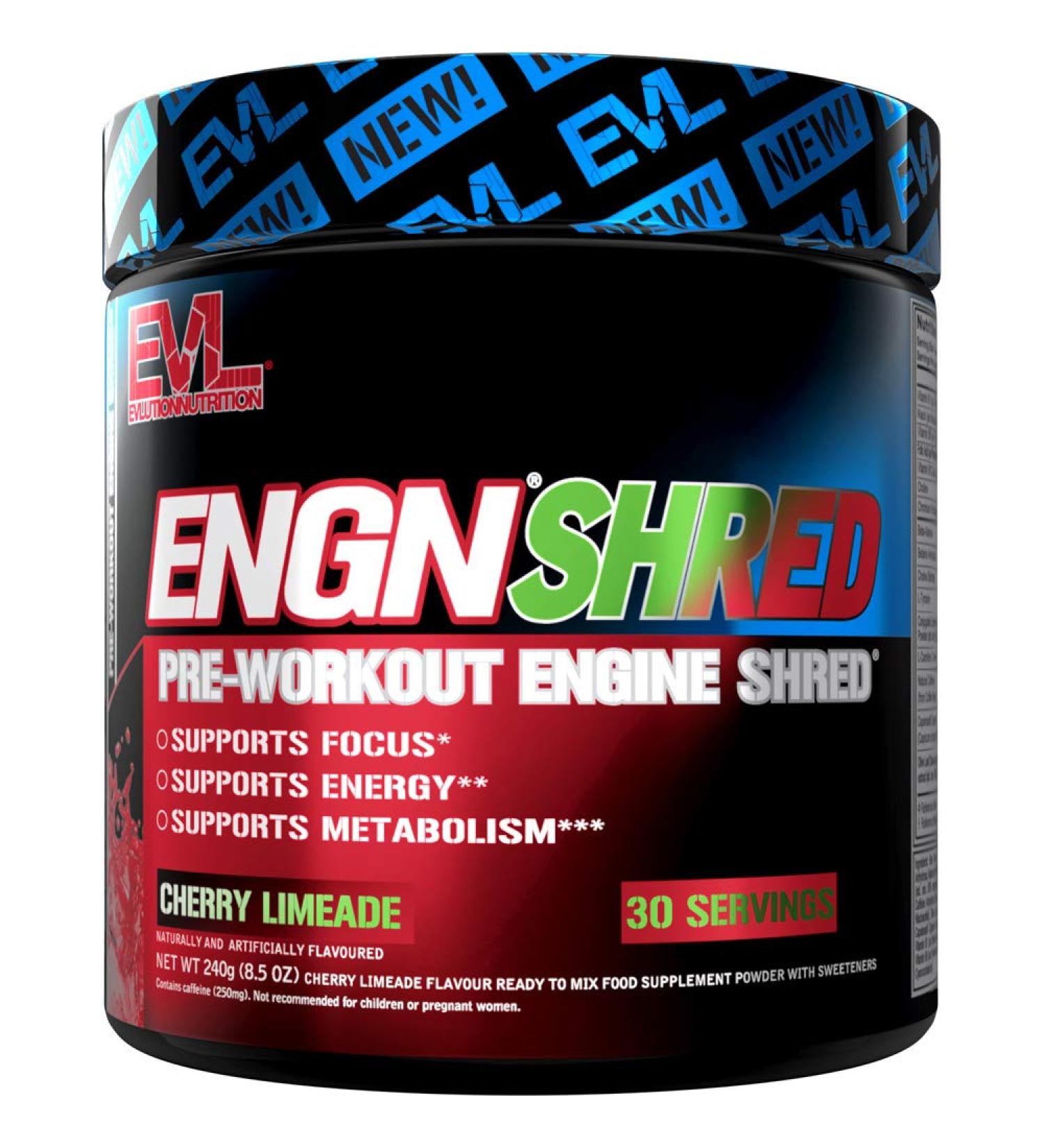 Evlution Nutrition ENGN Shred Pre Workout Thermogenic Fat Burner Powder - Cherry Limeade (30 Servings) - Buy Online on GoSupps.com