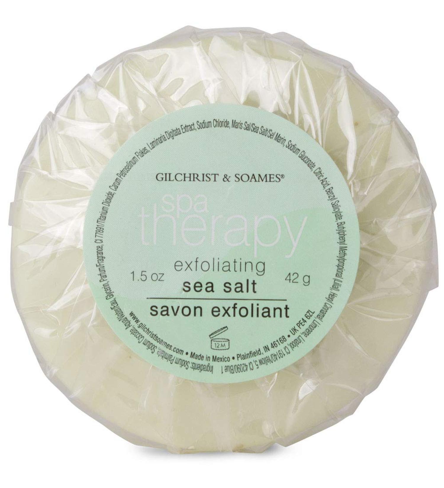 Gilchrist & Soames Spa Therapy Soap 1.5oz/42g Round Exfoliating Sea Salt - Pleat Wrap Soaps set of 6