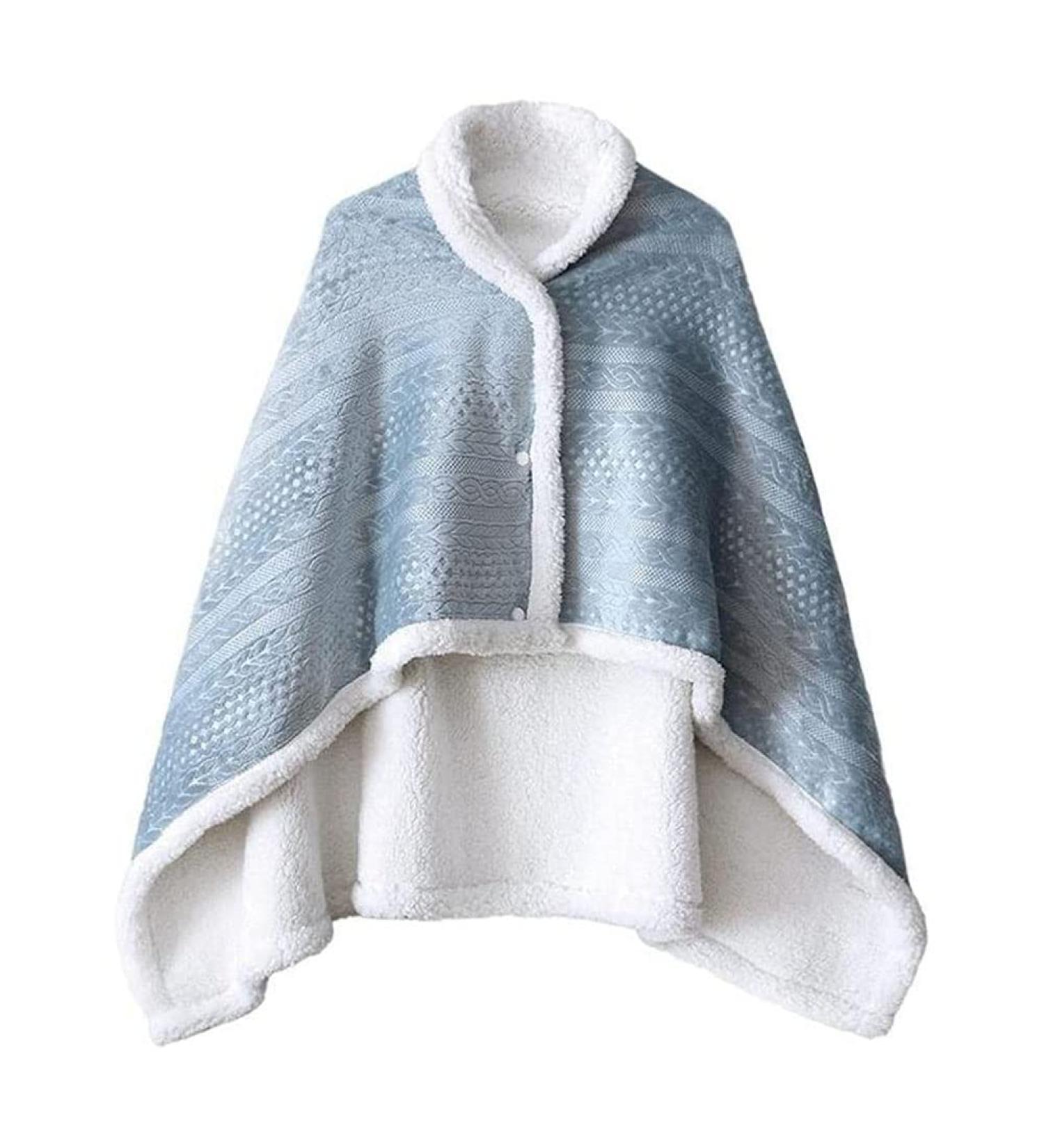 Warm Shoulder Shawl Cape Spring and Autumn Warm Soft Flannel Blanket Wearable Shawl Cape Napping Shawl Blanket for Women Blue 85*120cm - Buy Online on GoSupps.com