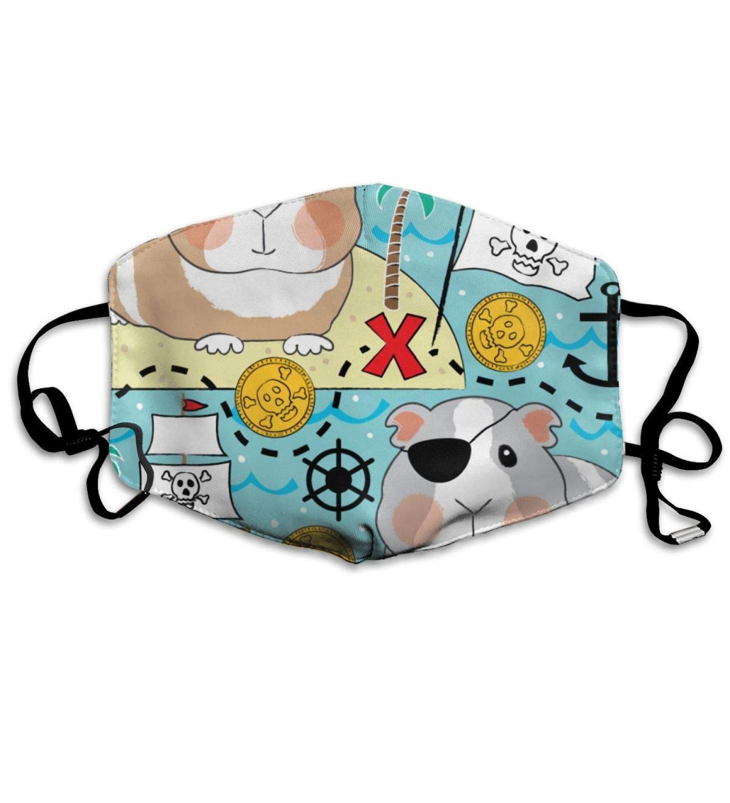 Pirate Guinea Pigs Washable Reusable Mask Cotton Anti Dust Half Face Mouth Mask For Kids Teens Men Women With Adjustable Ear Loops - Buy Online on GoSupps.com