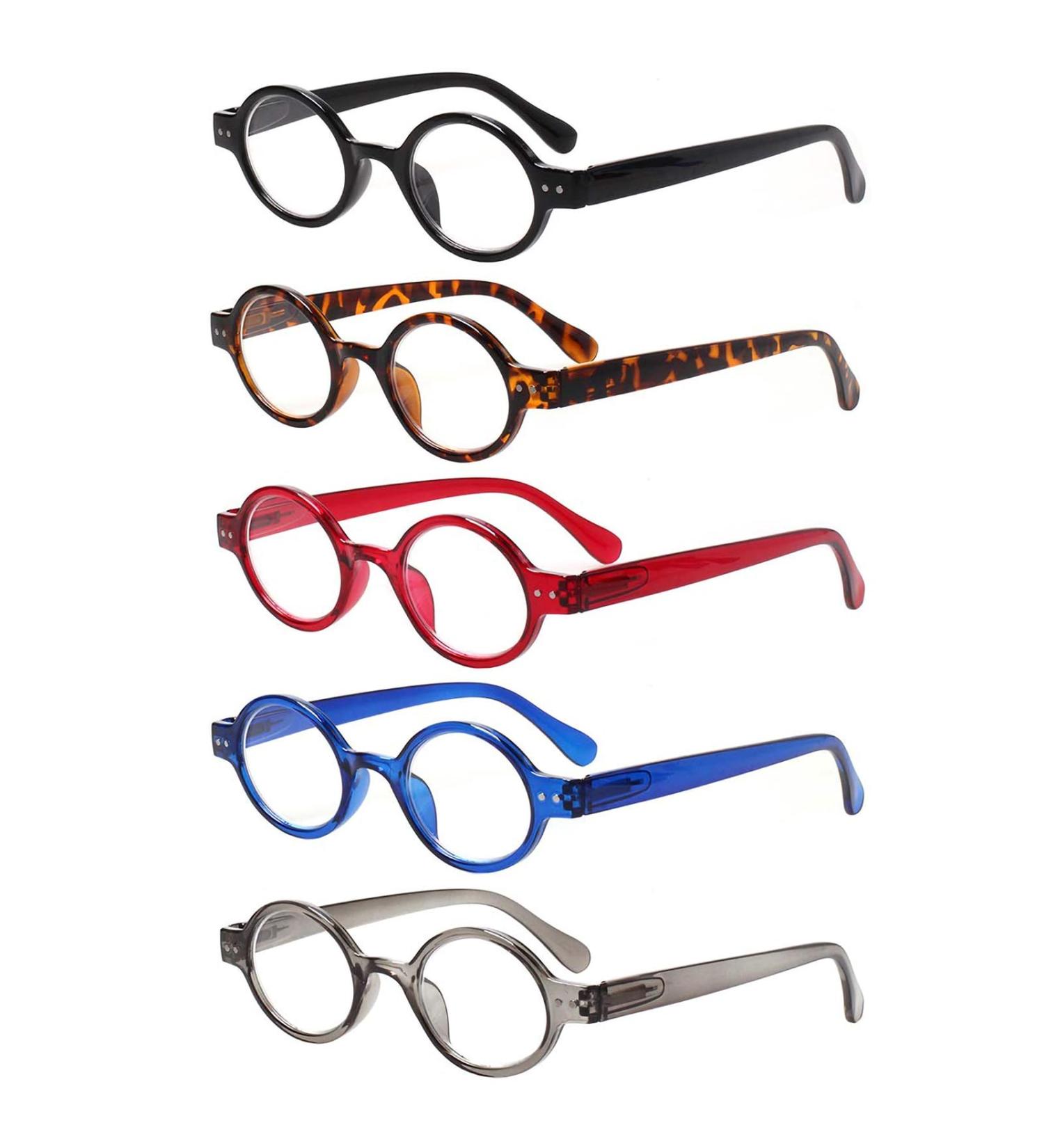 Cojwis 5 Pack Retro Round Reading Glasses for Men & Women | Lightweight 2.5X Readers - 5 Colors Available - Buy Online on GoSupps.com