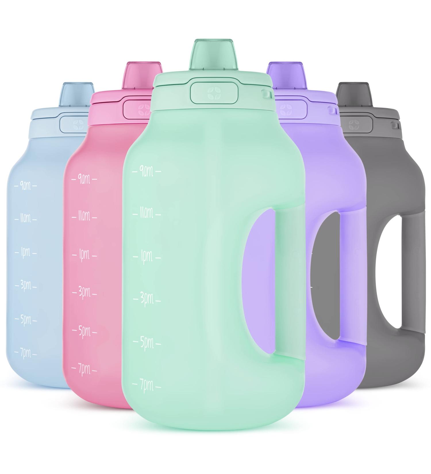 Ello Hydra Half Gallon Jug - 64oz with Time Marker, Handle & Silicone Straw | BPA-Free, Leak Proof Lid - Yucca Color - Buy Online on GoSupps.com