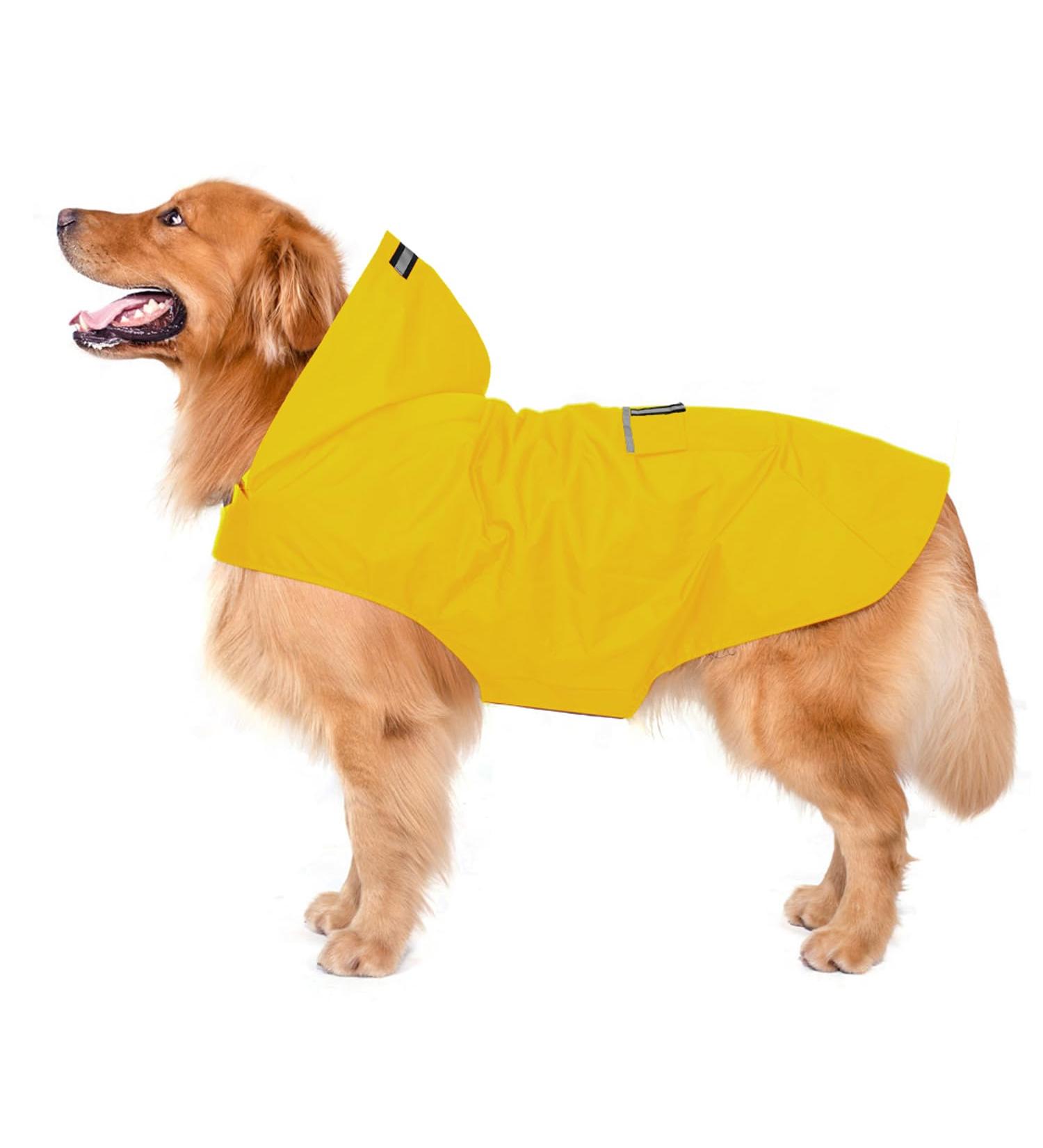 Ultra-Light Waterproof Dog Rain Coat with Hood & Reflective Strip for Medium to Large Dogs - Yellow 4XL - Buy Online on GoSupps.com