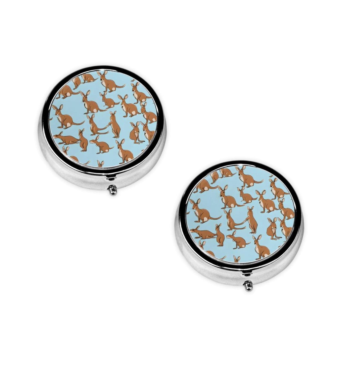 Funny Kangaroo Zoo Mini Round Pill Box | 3-Compartment Pill Organizer | Travel-Friendly & Portable Medicine Case for Home & Office - Buy Online on GoSupps.com