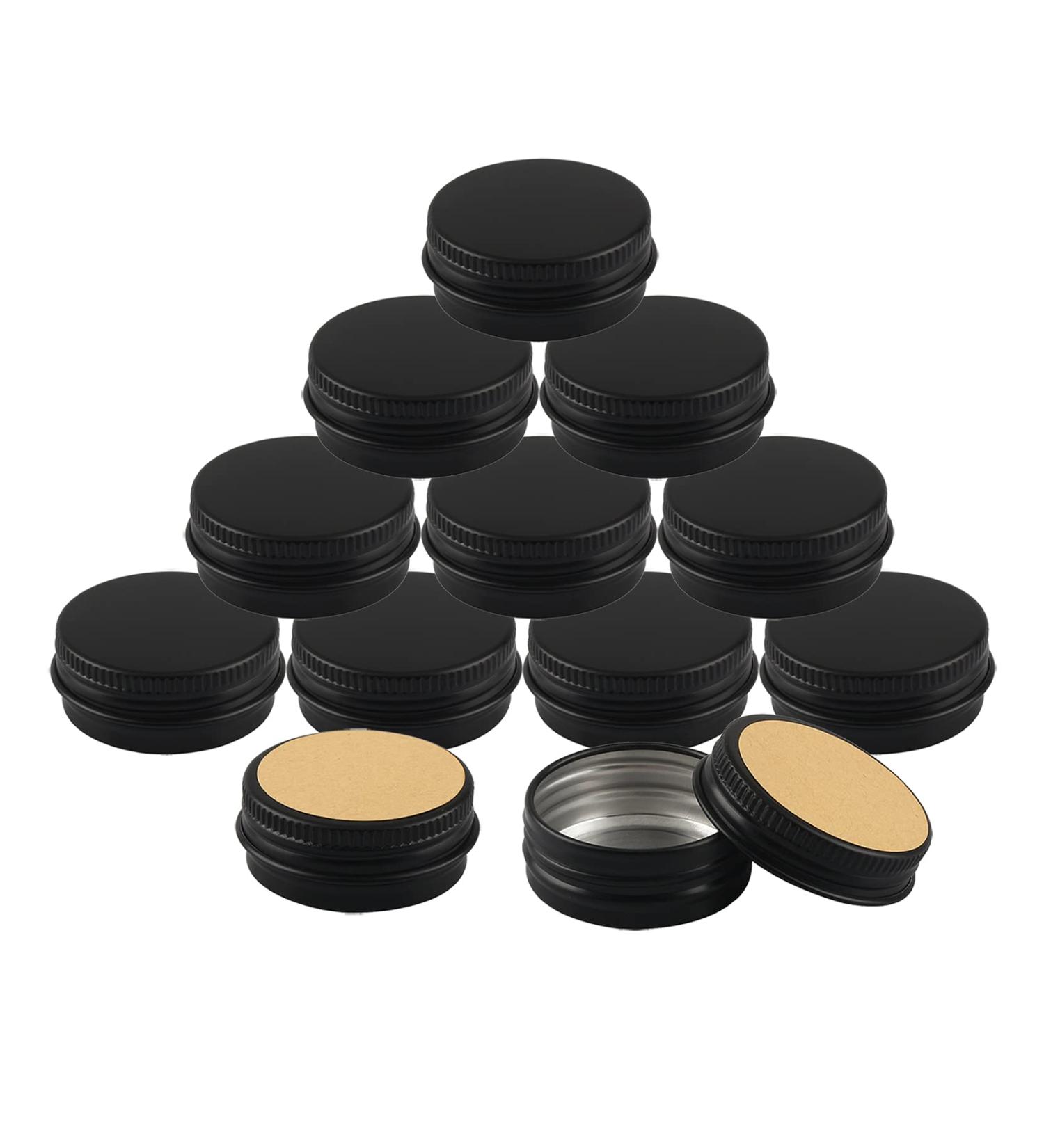 50 Pack 15ml Matte Black Aluminum Screw Cap Jars - Empty Cosmetic Containers with Stickers | Ideal for Creams & Candles - Buy Online on GoSupps.com