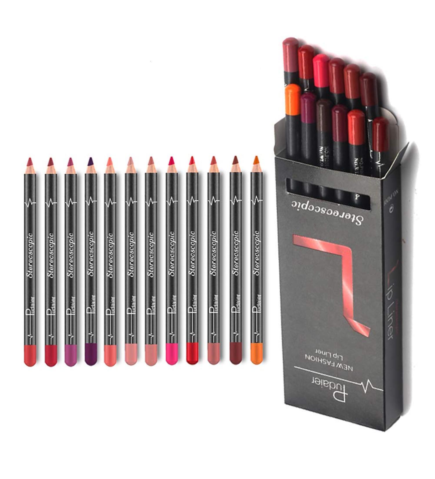 12 Colors Matte Lip Liner Pencil - Waterproof & Long Lasting Velvet Lipstick Pen - Buy Online on GoSupps.com