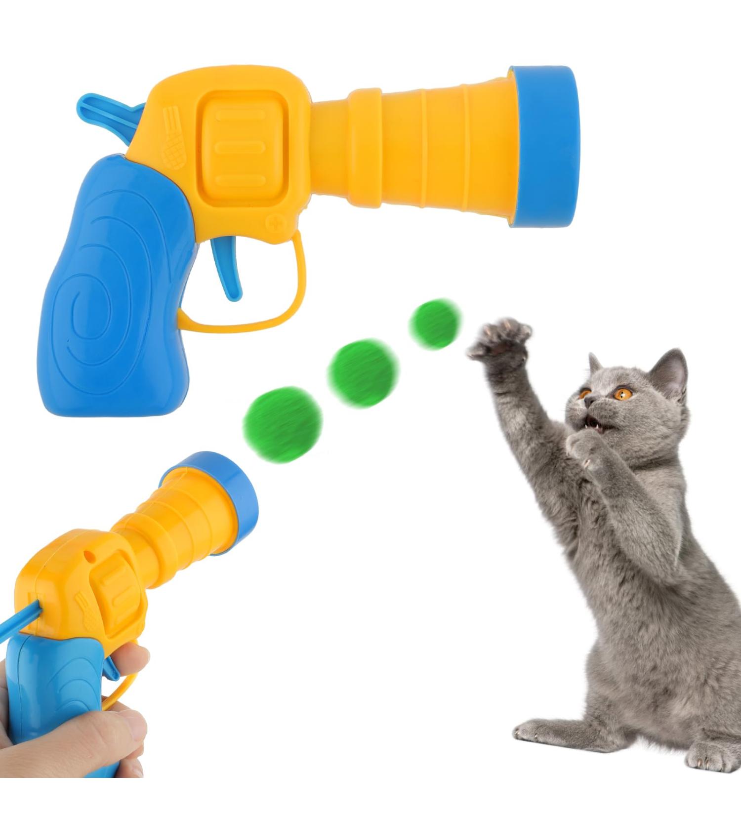 Buy Wllhyf Interactive Cat Toy Ball Launcher - Plush Shooter with 50 Pom Pom Balls for Training & Play - Perfect for Cats - Yellow - Buy Online on GoSupps.com