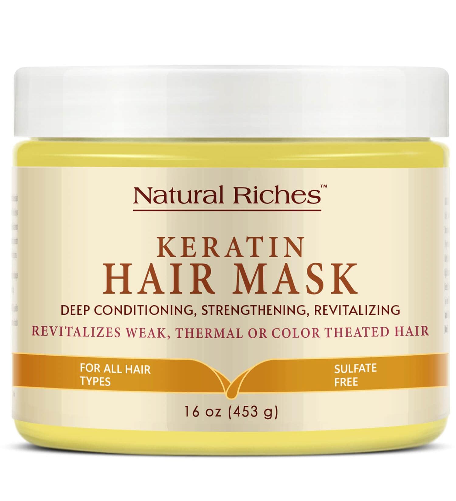 Natural Riches Keratin Hair Mask - 16 oz - Restores & Strengthens Dry, Damaged Hair - Keratin Treatment Mask for Hair - Buy Online on GoSupps.com